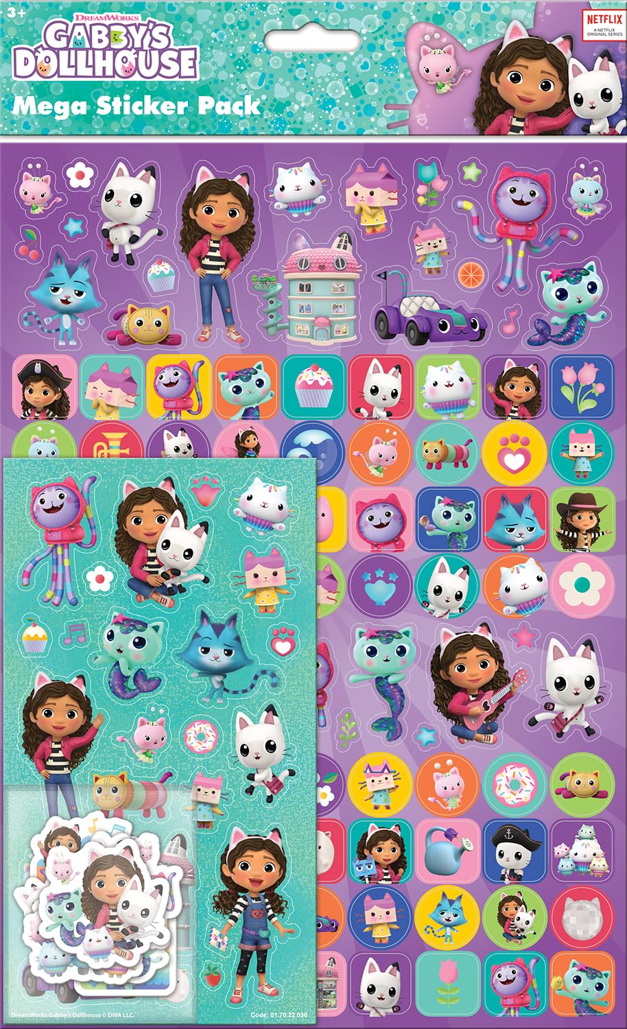 Paper Projects Gabby's Dollhouse Mega Sticker Pack - 150 Pieces | Reusable Foiled Stickers | A4 Glossy Sheet 1
