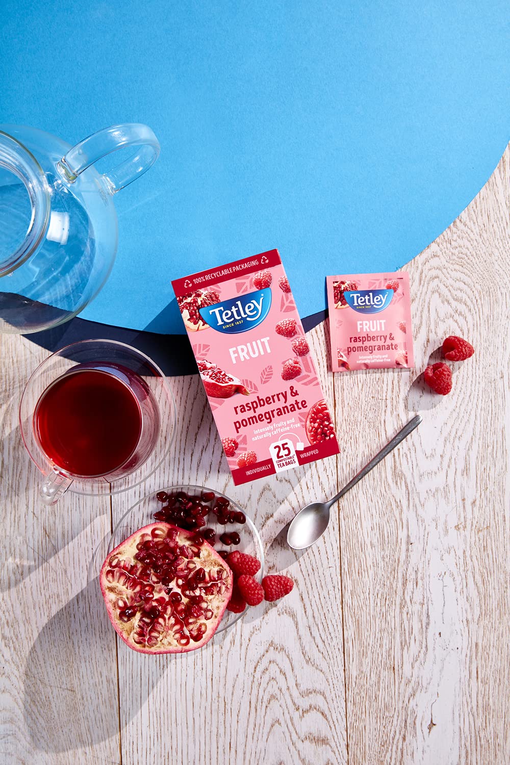 Tetley Raspberry & Pomegranate Tea - Caffeine-Free Herbal Blend | 150 Teabags (6x25) 4