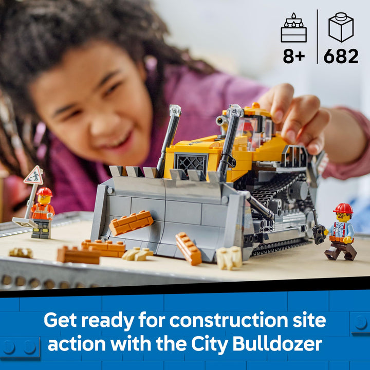 LEGO City Yellow Bulldozer Toy - 682-Piece Building Set for Ages 8+