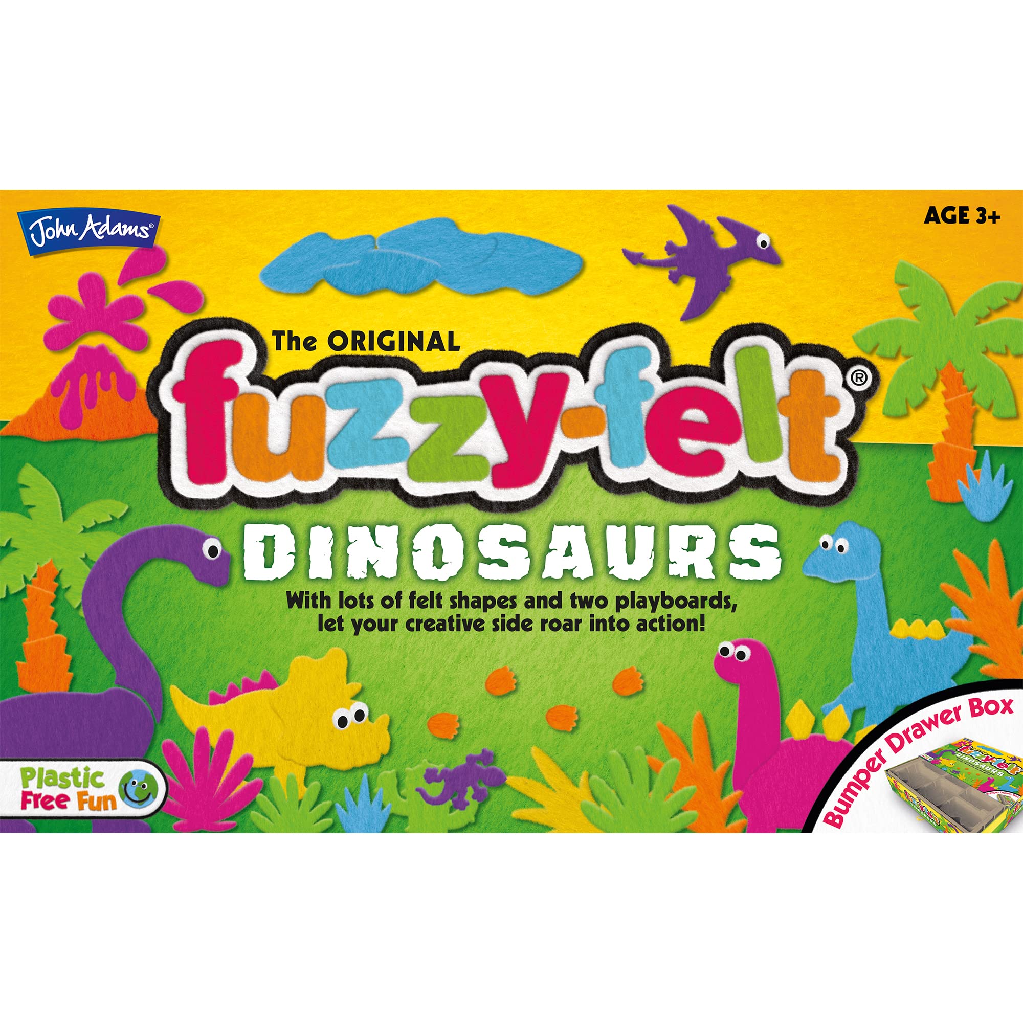 Fuzzy-Felt Dinosaur Set - 200+ Piece Creative Play Craft Kit for Kids 3+ 8