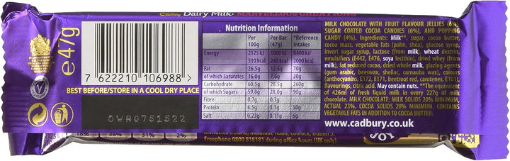 Cadbury Dairy Milk Marvellous Creations Jelly Popping Candy Bar 47g (Pack of 24)