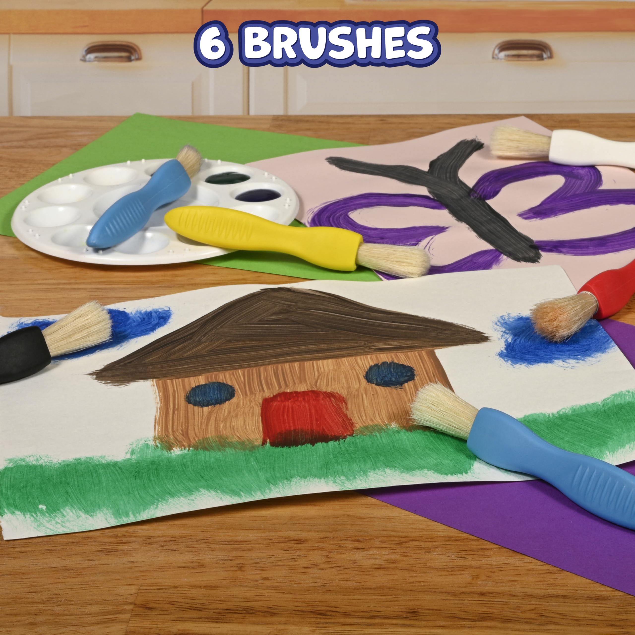 READY 2 LEARN Triangle Grip Paint Brushes - Set of 6 | Ages 18m+ | Promotes Writing Grip 2