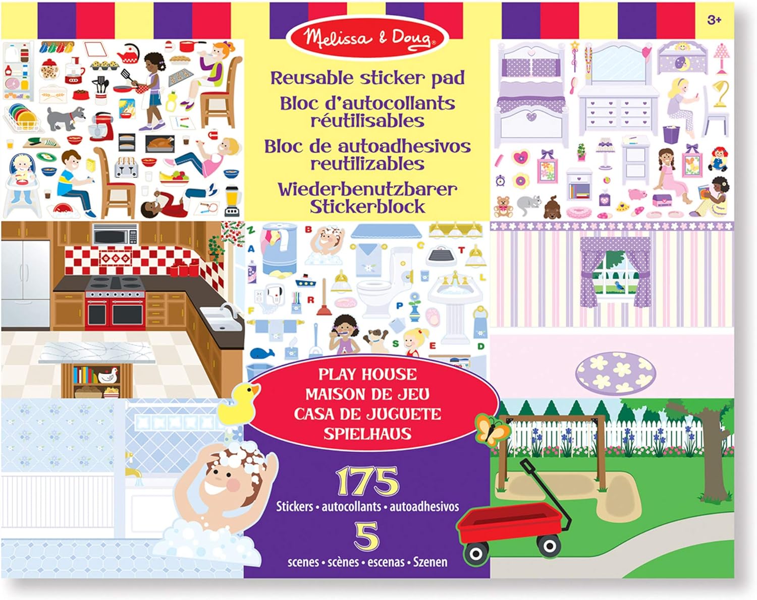 Melissa & Doug Reusable Sticker Pad - Play House! | Activity Pad | Sticker Pad | 3+ | Gift for Boy or Girl