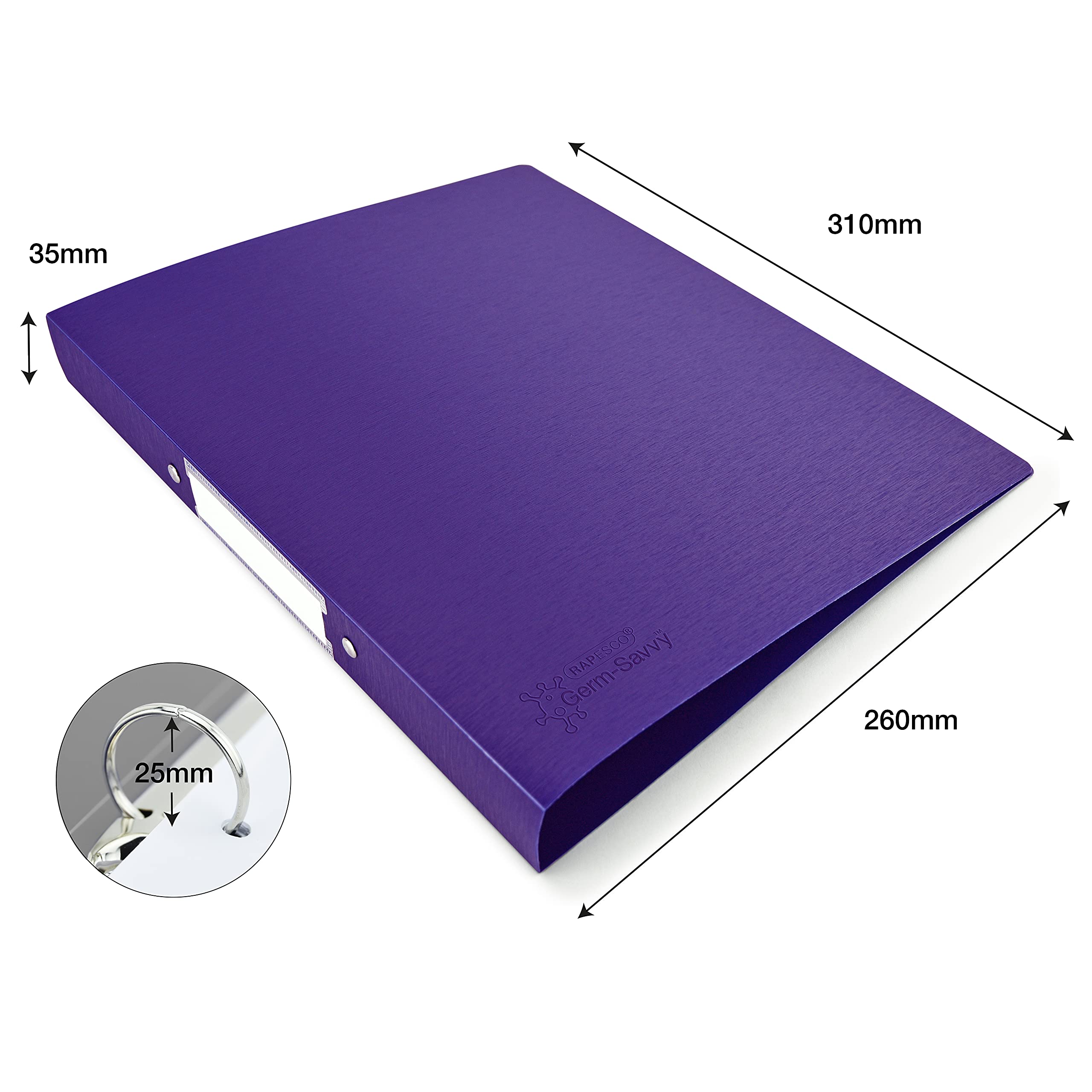 Rapesco 1663 O-Ring Binder - 4 Pack A4, 35mm Spine, 230 Sheet Capacity, Purple 3