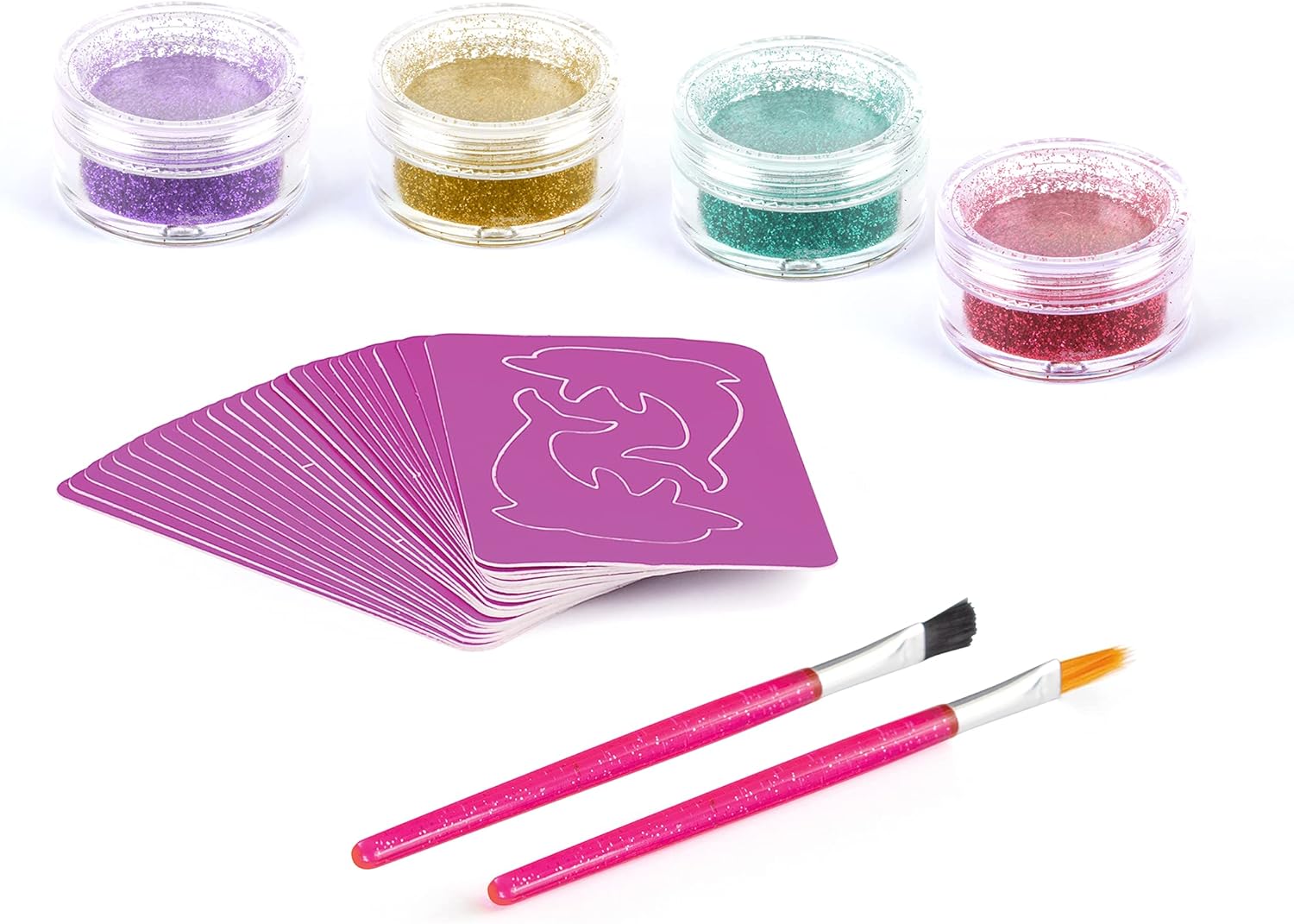 FabLab Glitter Tattoos Kit mit Bioglitter – 28 Designs und 4 glitzernde Farben 6