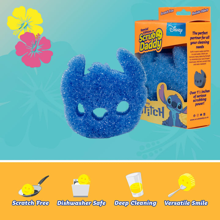 Scrub Daddy Disney Stitch FlexTexture Dish Sponge Twin Pack - Smiley Face Scourers for Kitchen & Bathroom