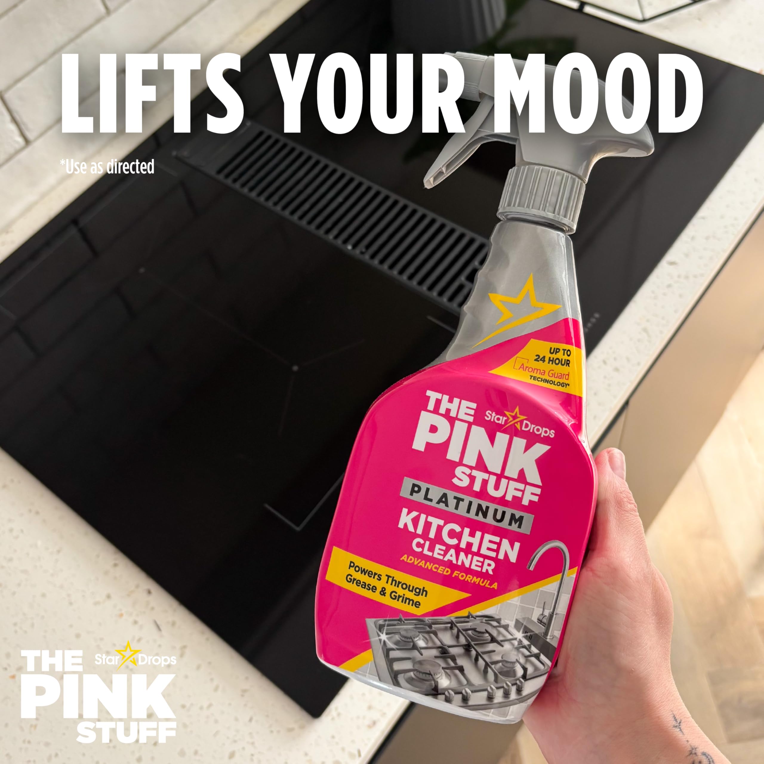 Stardrops The Pink Stuff Platinum Kitchen Cleaner Spray - Cuts Grease & Grime | 750ml | Wild Rhubarb & Dragonfruit Scent 5