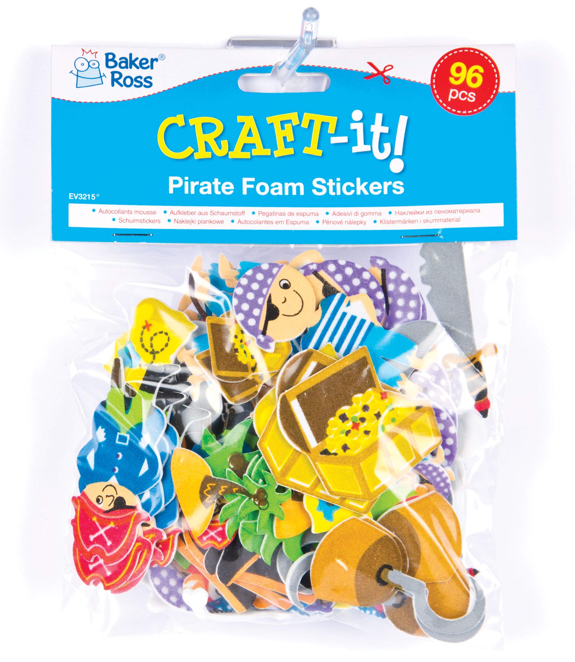 Baker Ross Pirate Foam Stickers (Pack of 96) for Kids Crafts & Decorations | Self Adhesive Vinyl 5