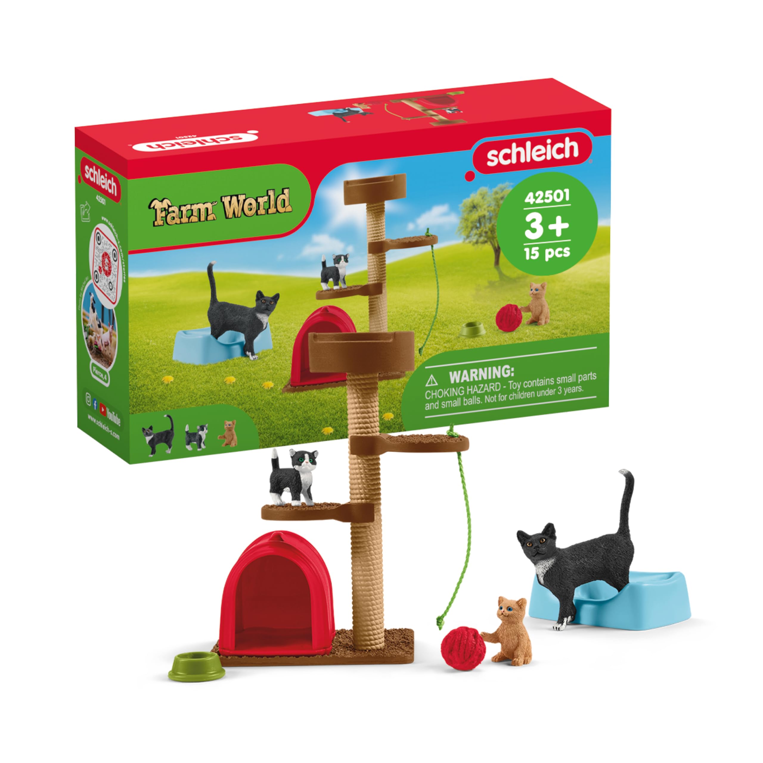 SCHLEICH Playtime for Cute Cats Farm World Playset - Imaginative Play for Kids 3+ 8
