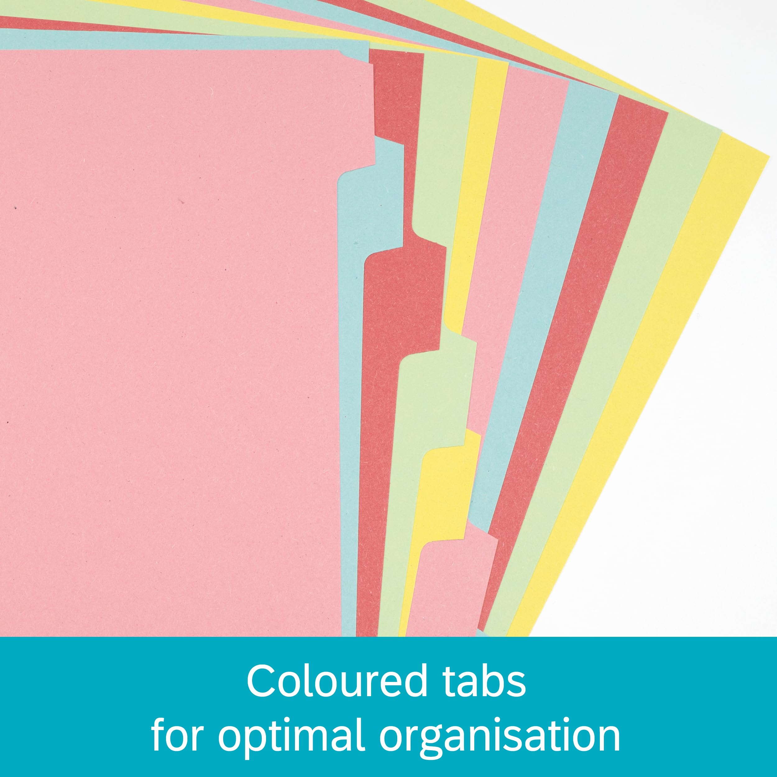 Elba 5 Pack A4 10 Part Card File Dividers - Pink Finish | Durable Cardboard 4