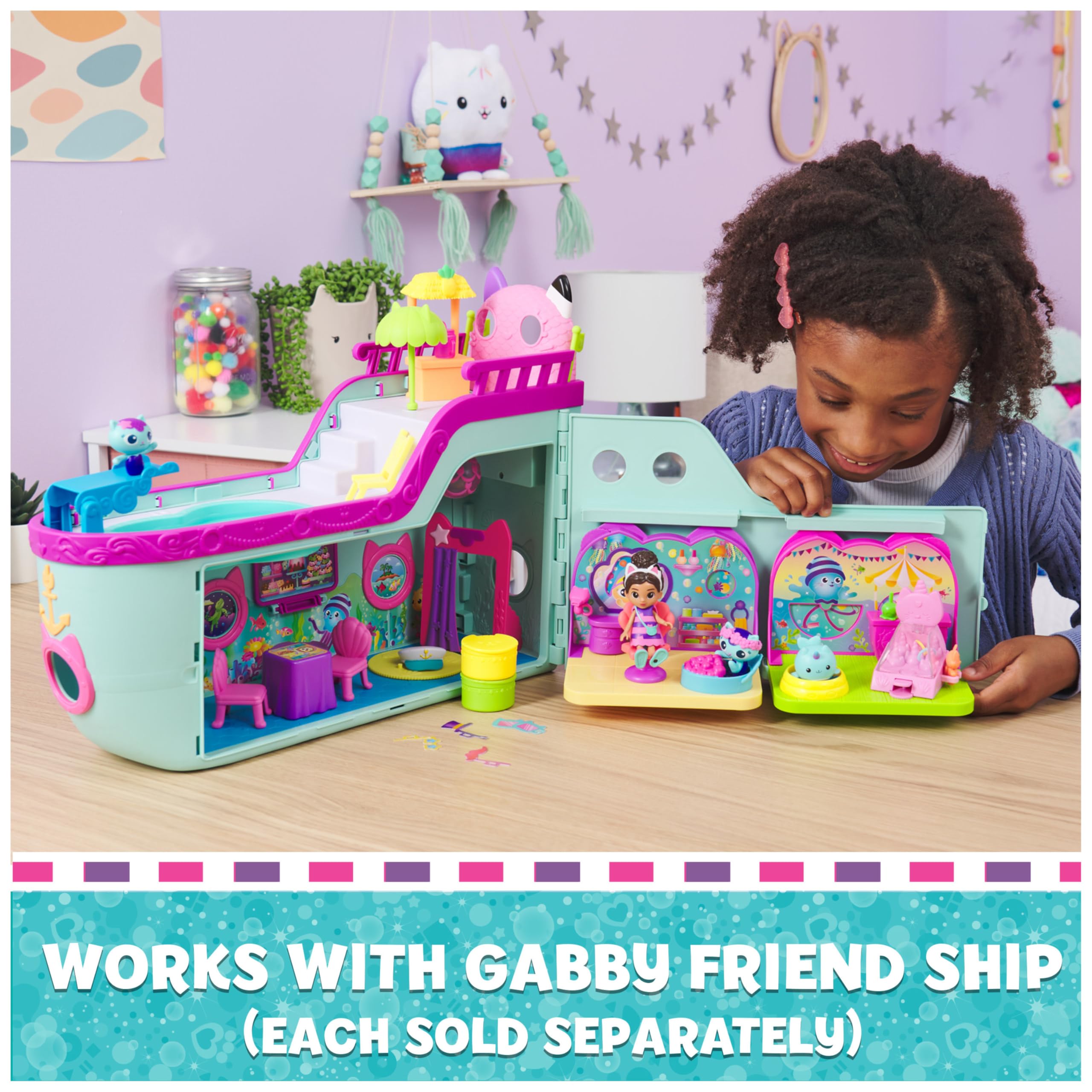 Gabby's Dollhouse MerCat Spa Room Playset - Bubble Bath & Rotating Spa Chair, 3+ Years 12