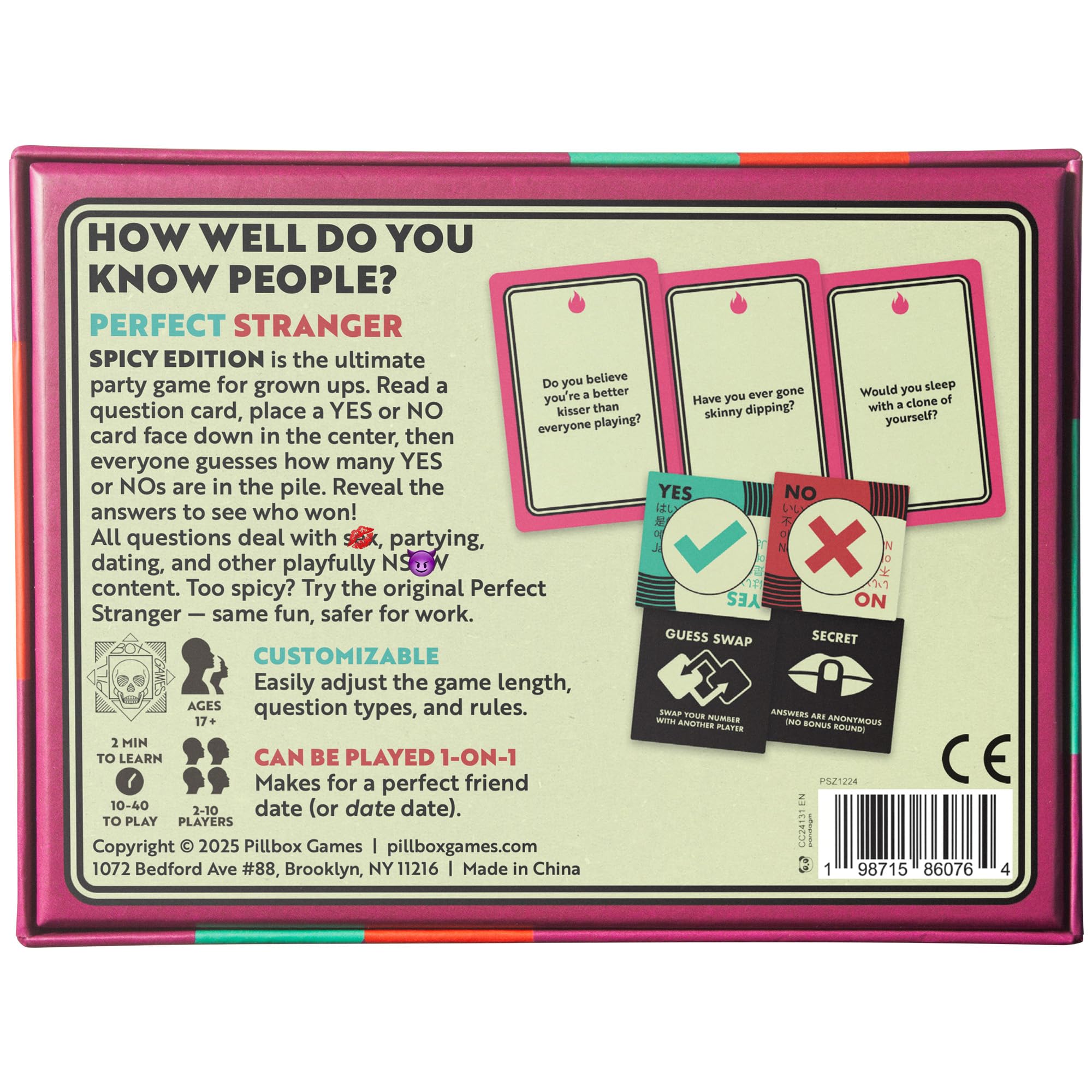Pillbox Games Perfect Stranger Spicy Edition Party Game | Ages 17+ | 2-6 Players