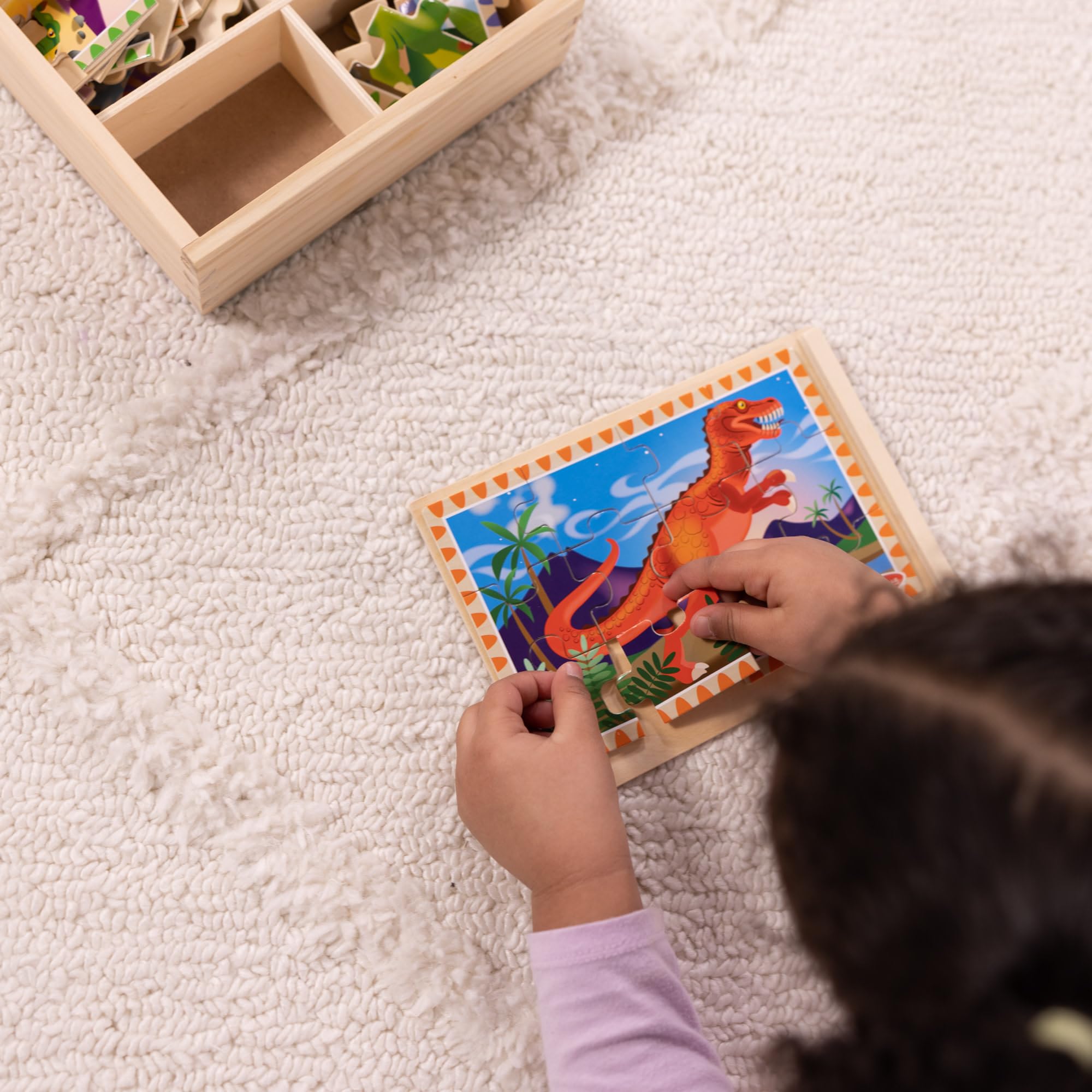 Melissa & Doug Dinosaur Jigsaw Puzzles in a Box | 4 Wooden Puzzles | Ages 3-6 2