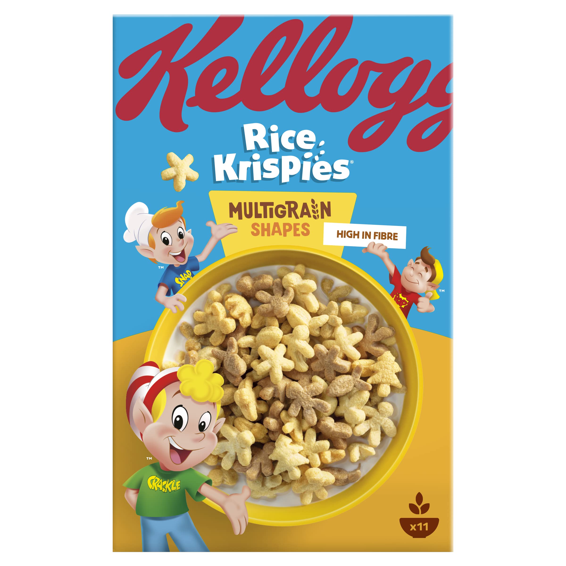 Kellogg's Rice Krispies Multigrain Shapes Cereal - High in Fibre, Sweetened Rice & Oat Shapes | 350g 2