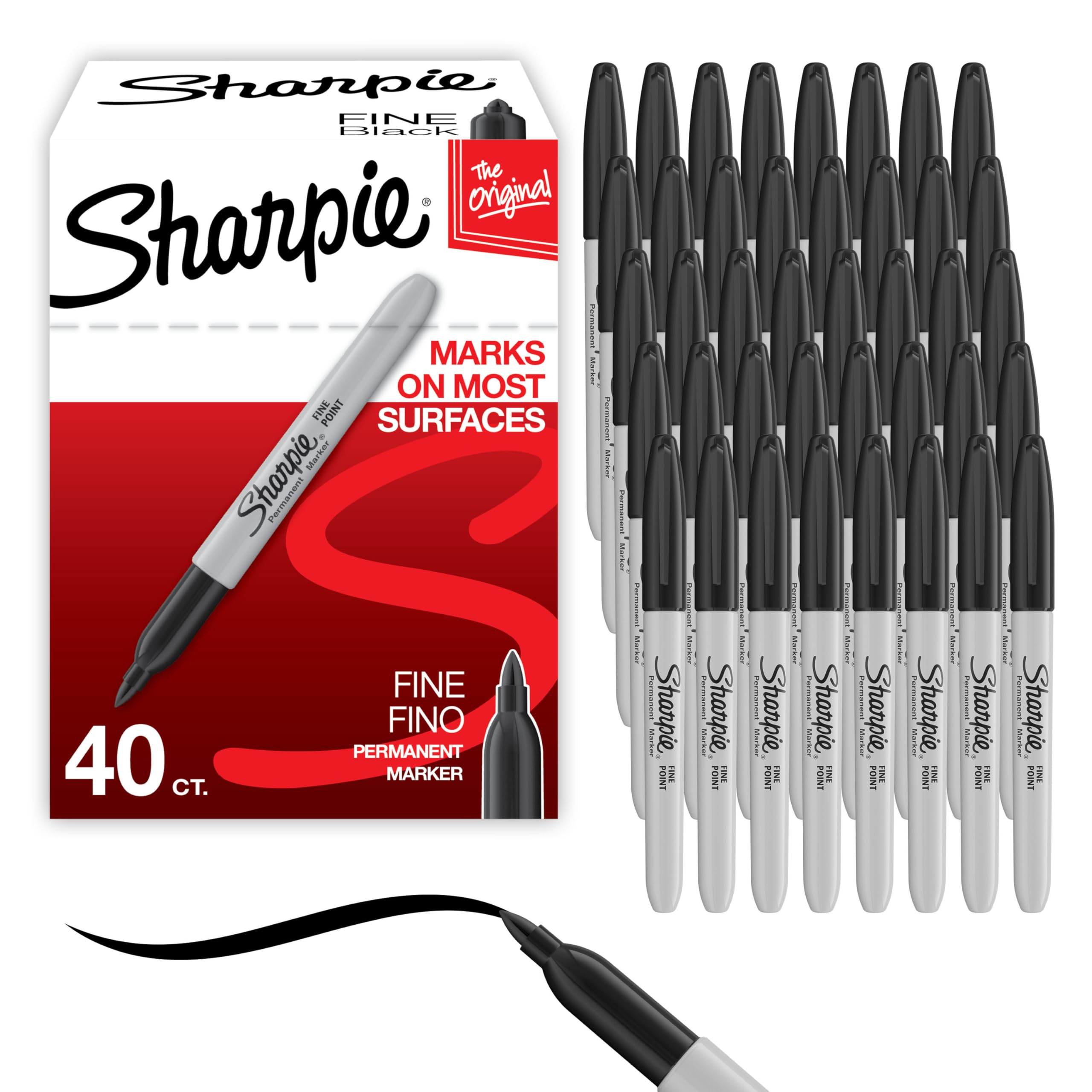 Sharpie Permanent Markers - Fine Point for Bold Details | Black Ink | 40 Pack