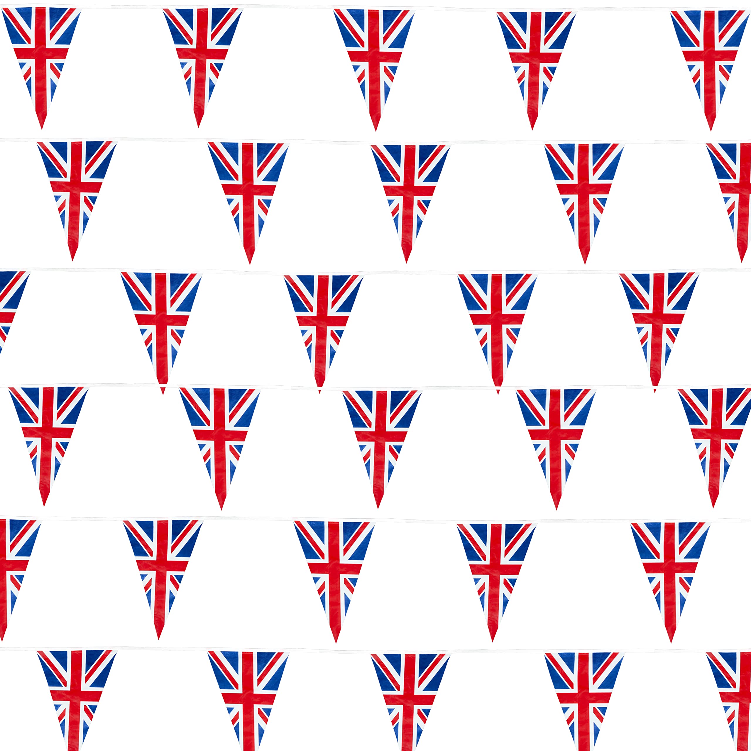 SHATCHI Union Jack Bunting Banner - 10m/33ft Long with 25 Triangle Flags for Royal Events & Sports 5