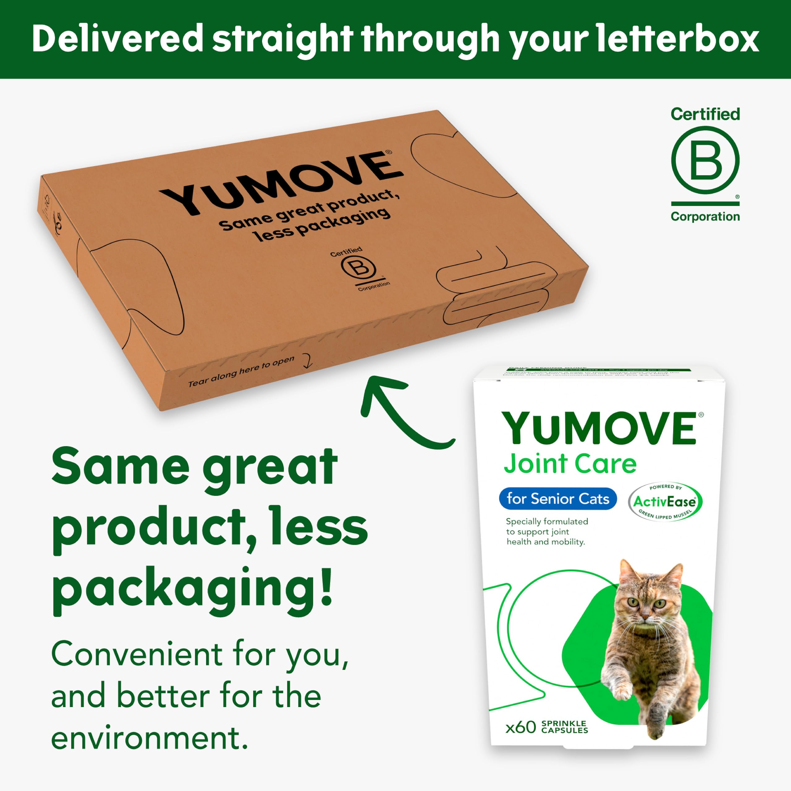 YuMOVE Senior Cat Joint Supplement for Cats Aged 8 Weeks+ | 60 Capsules | Aids Mobility
