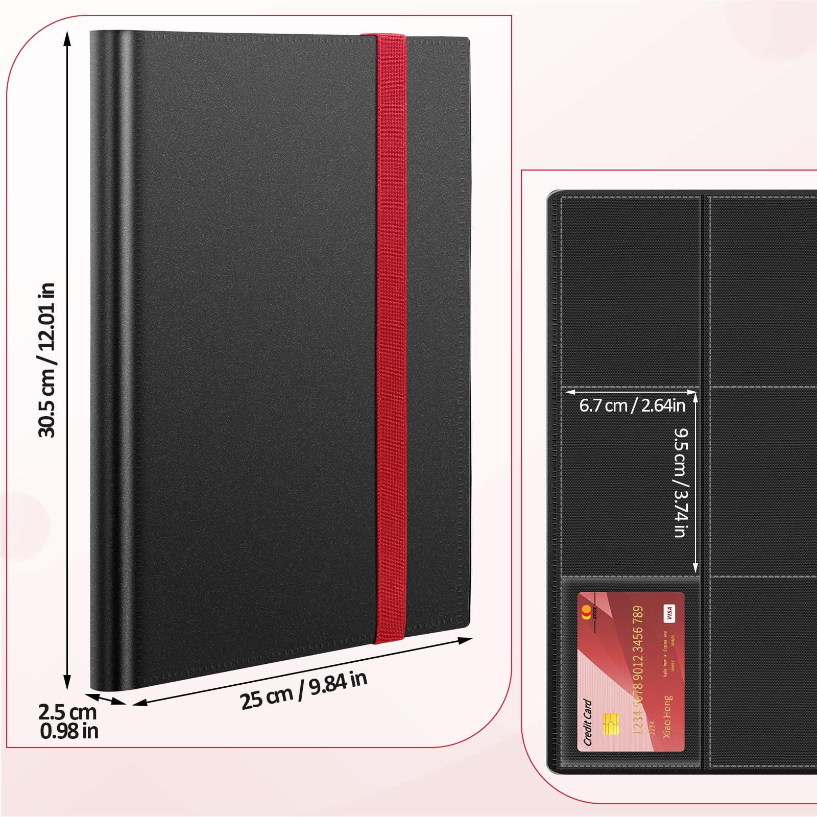 Euqvunn Trading Card Binder - 432 Pockets, Side-Loading, Archival Safe | Matte Black