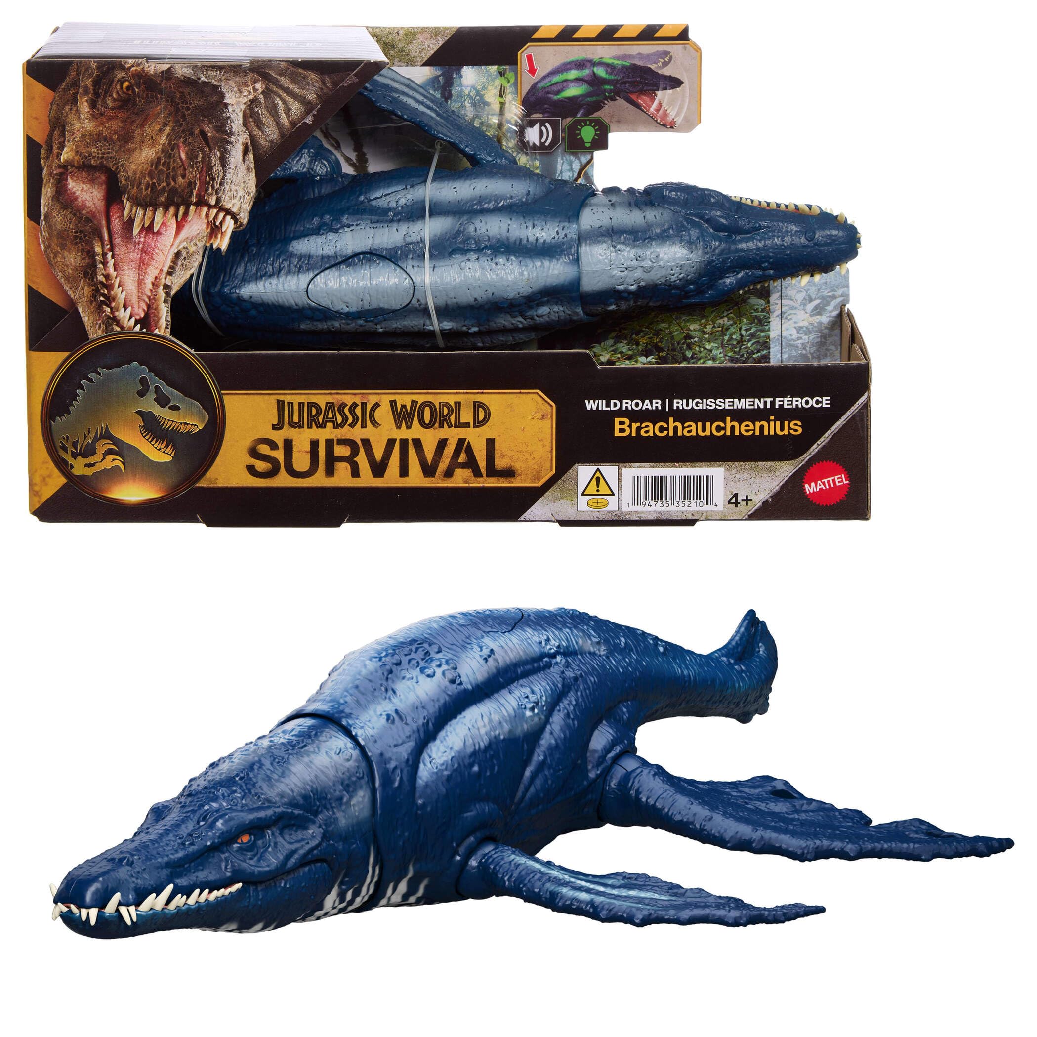 Mattel Jurassic World Wild Roar Brachauchenius Dinosaur Action Figure Toy - 12.4 Inch, Ages 4+ 1
