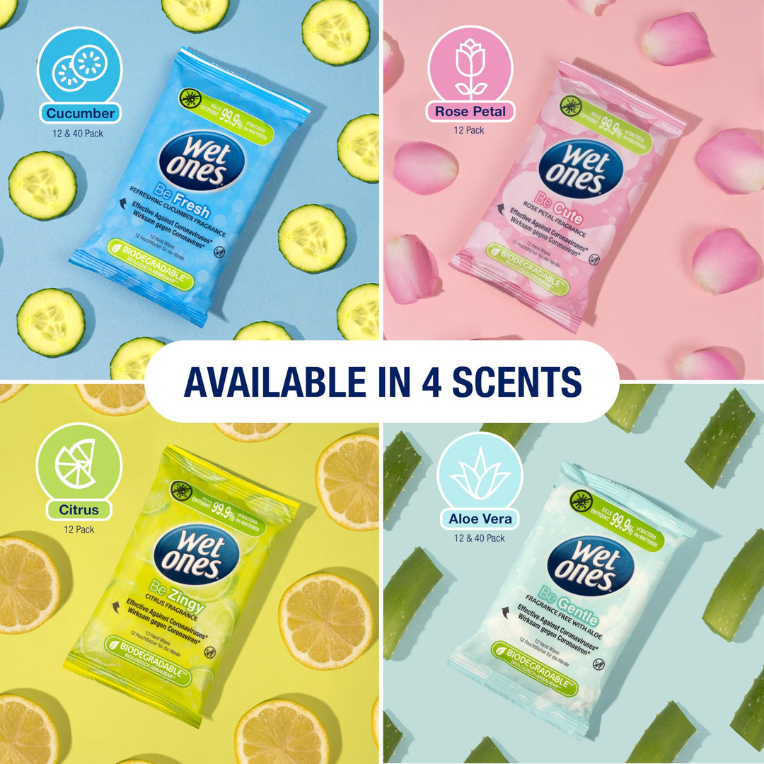 Wet Ones Be Gentle Plastic-Free Antibacterial Pocket Hand Wipes