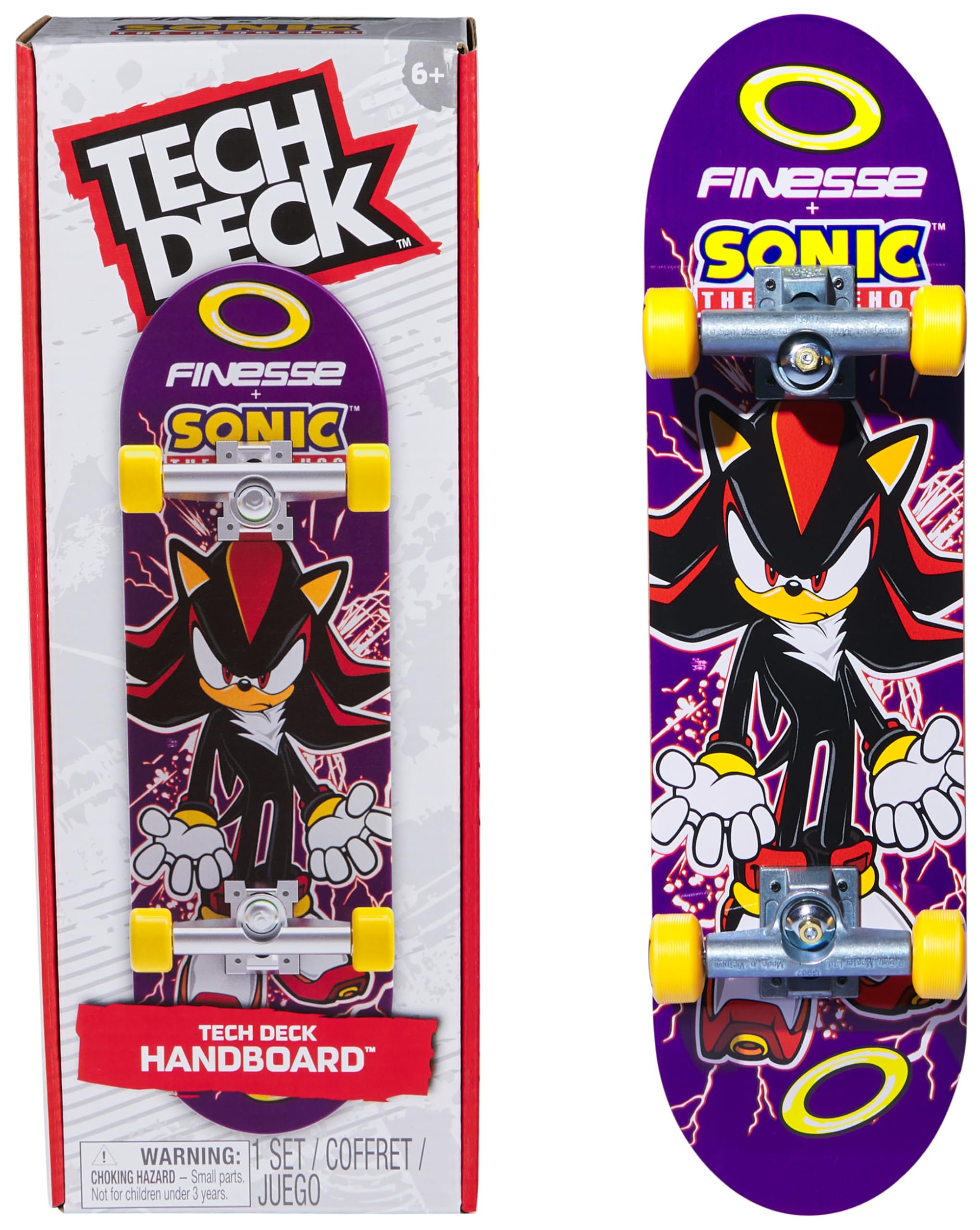 Tech Deck Finesse X Sonic Age 6+ Handboard | 9x Size Mini Skateboard | Die-Cast Trucks