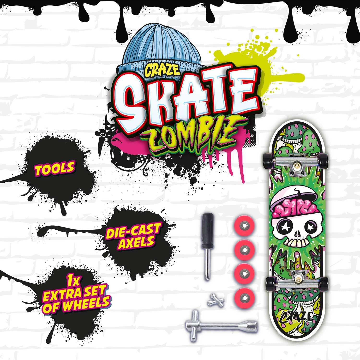 CRAZE SKATE Fingerboard Set Zombies Edition Pack of 4 - Mini Skateboards for Finger Play 2