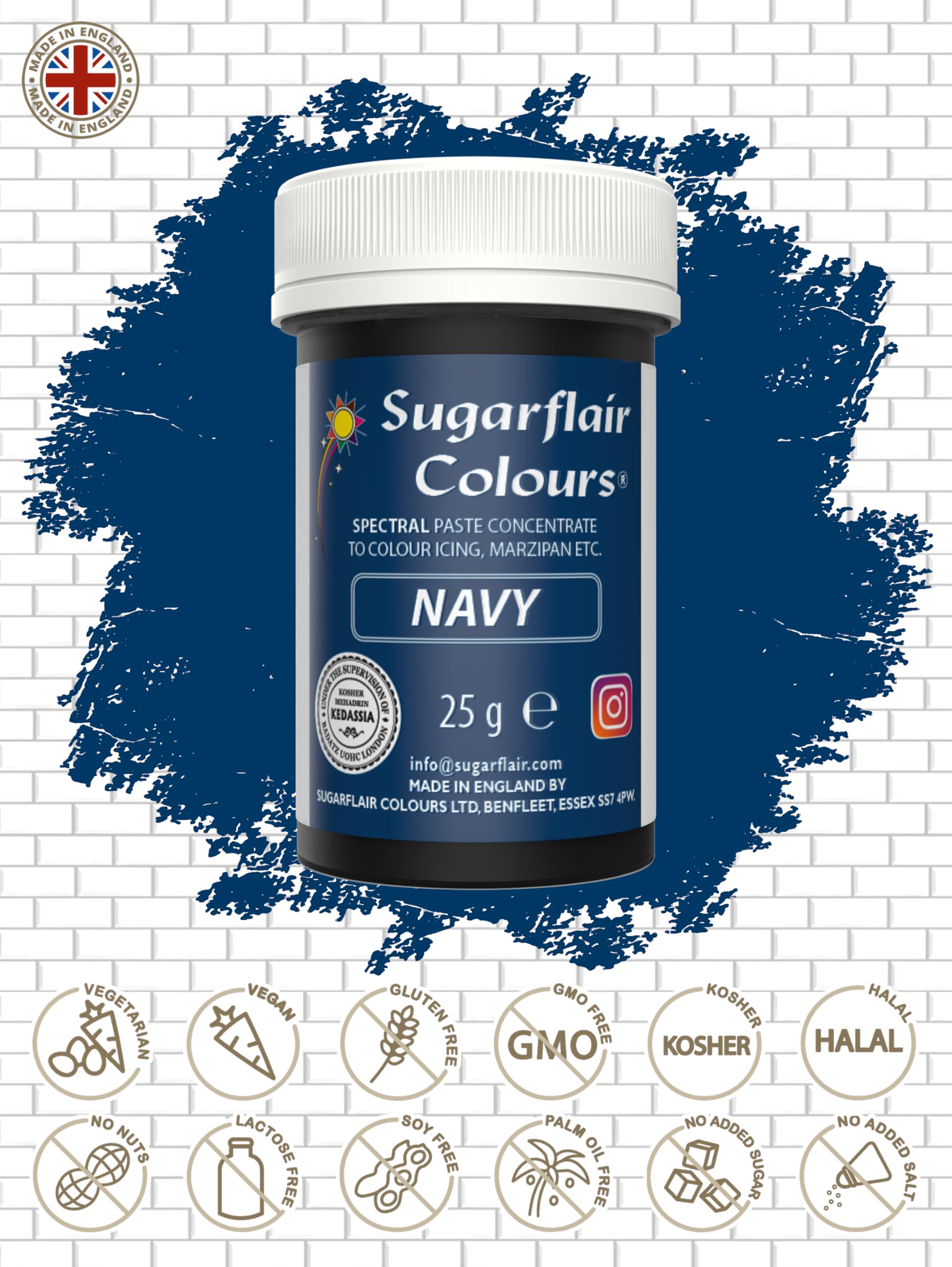 Sugarflair Spectral Navy Blue Food Colouring Paste (30g) 6