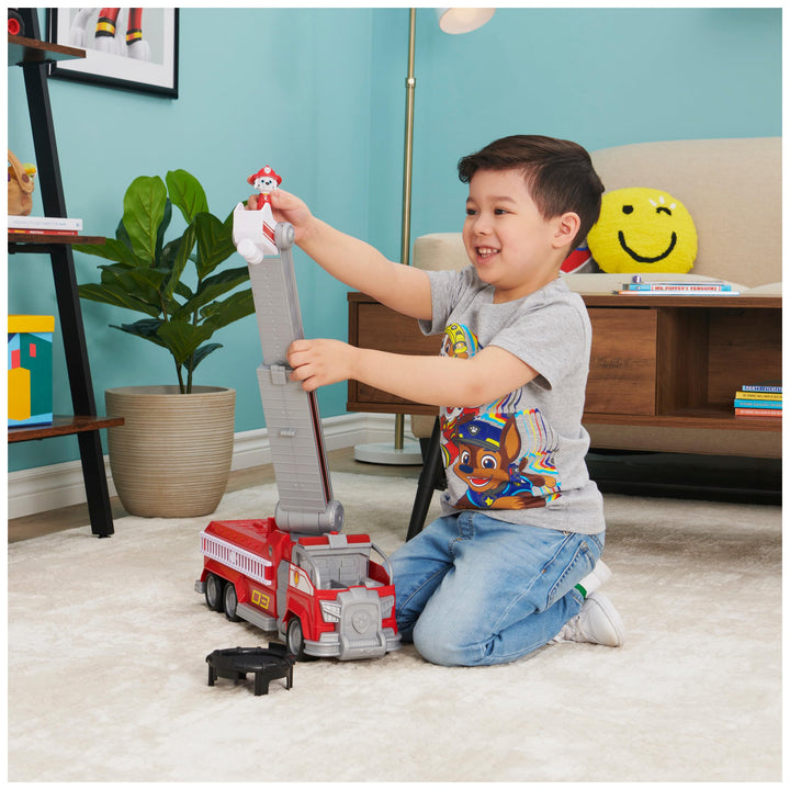PAW Patrol Marshall’s Transforming Movie City Fire Truck - Fire Engine Playset with Lights, Sounds & Action Figure for Ages 3+