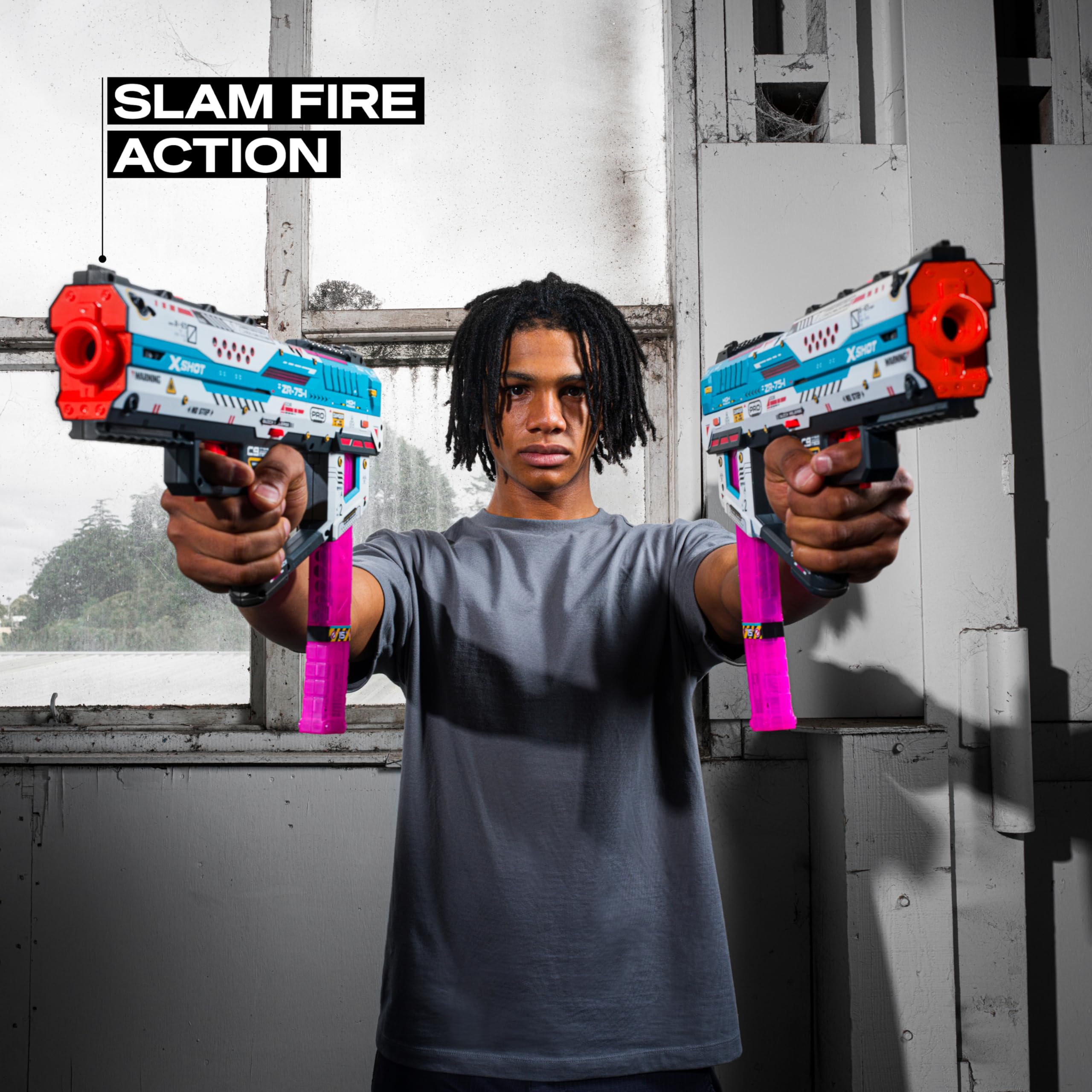 XSHOT SKINS Pro Series Fury-X Toy Gun Blaster | 43m Range | Slam Fire Action | Includes 40 Half Darts 4