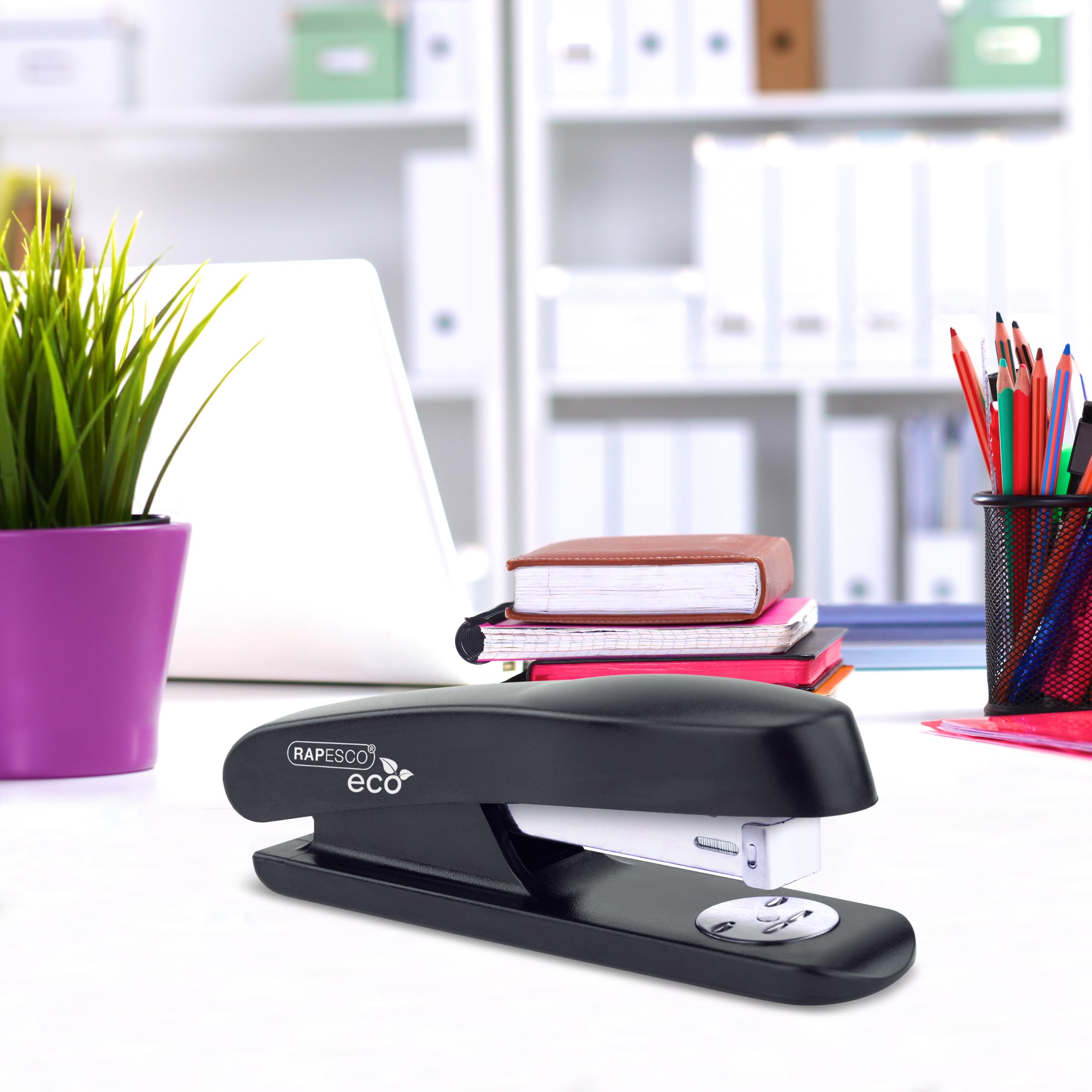RAPESCO 1841 ECO Half Strip Stapler - 20 Sheet Capacity | 100% Recycled ABS | Black 6