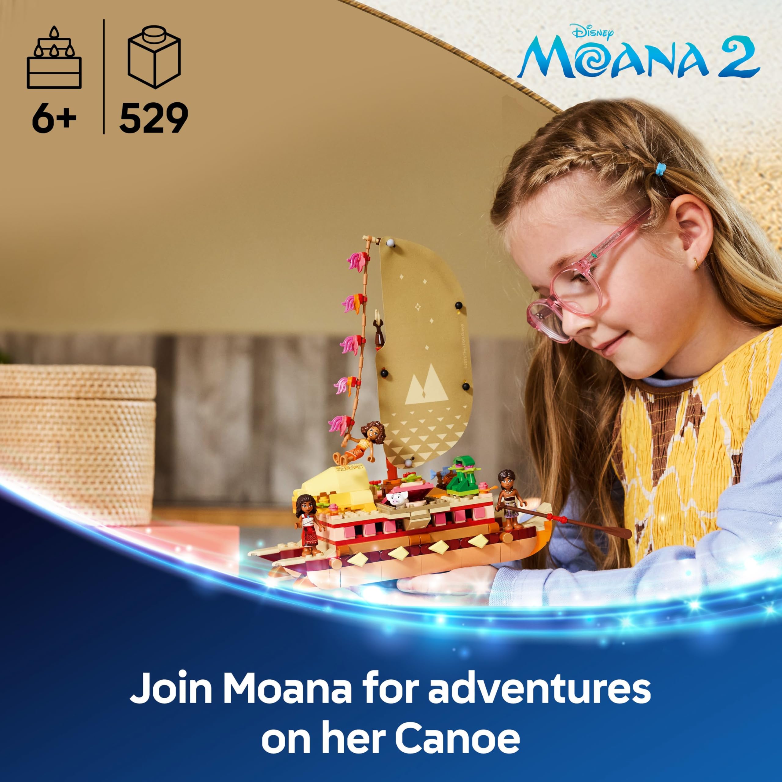 LEGO Disney Moana's Adventure Canoe - Buildable Boat Toy with 4 Characters for Kids 6+ 6