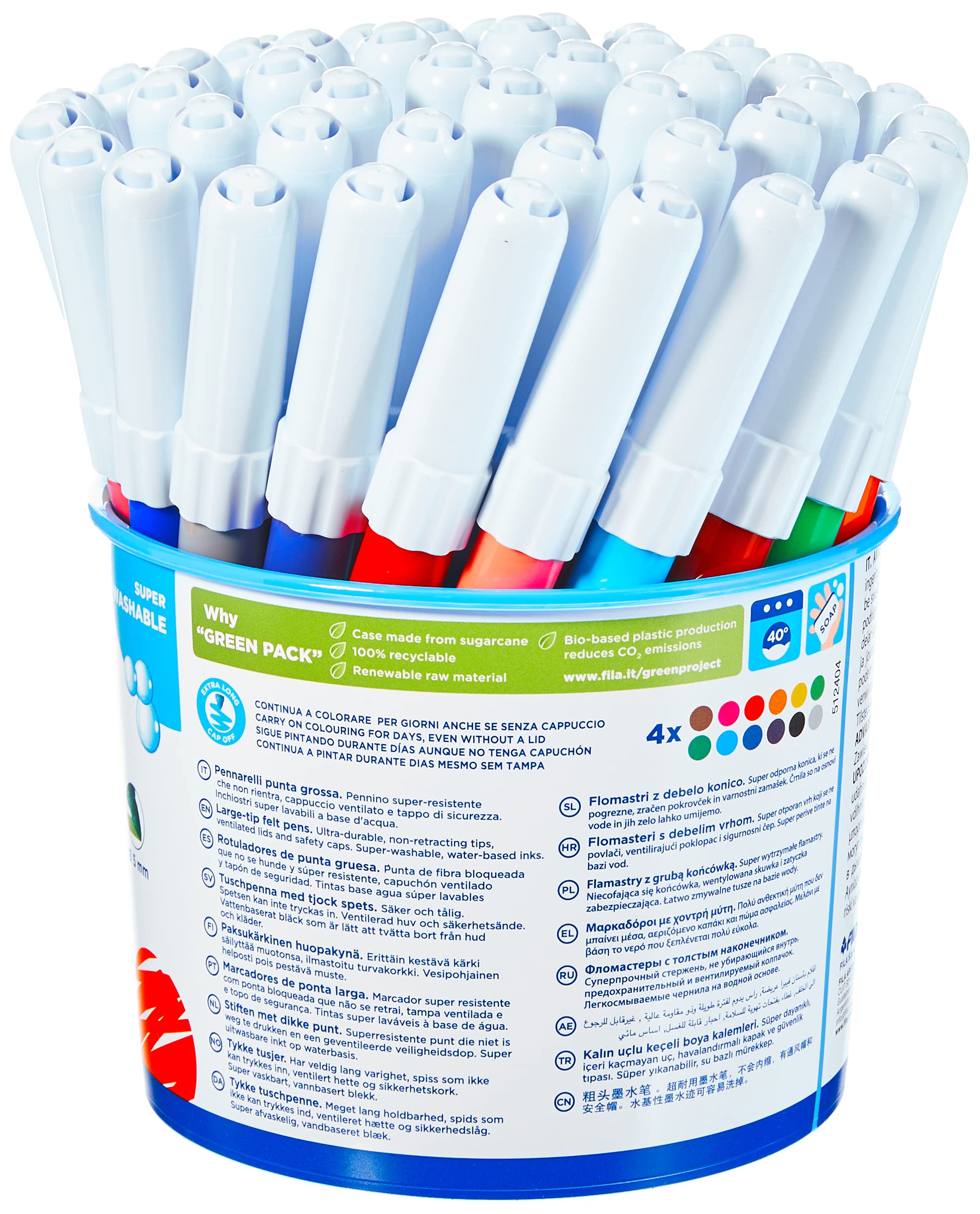 GIOTTO Turbo Maxi 5214 00 Felt-Tip Pens - 48 Count Pack | Superwashable Ink | Broad Tip 3