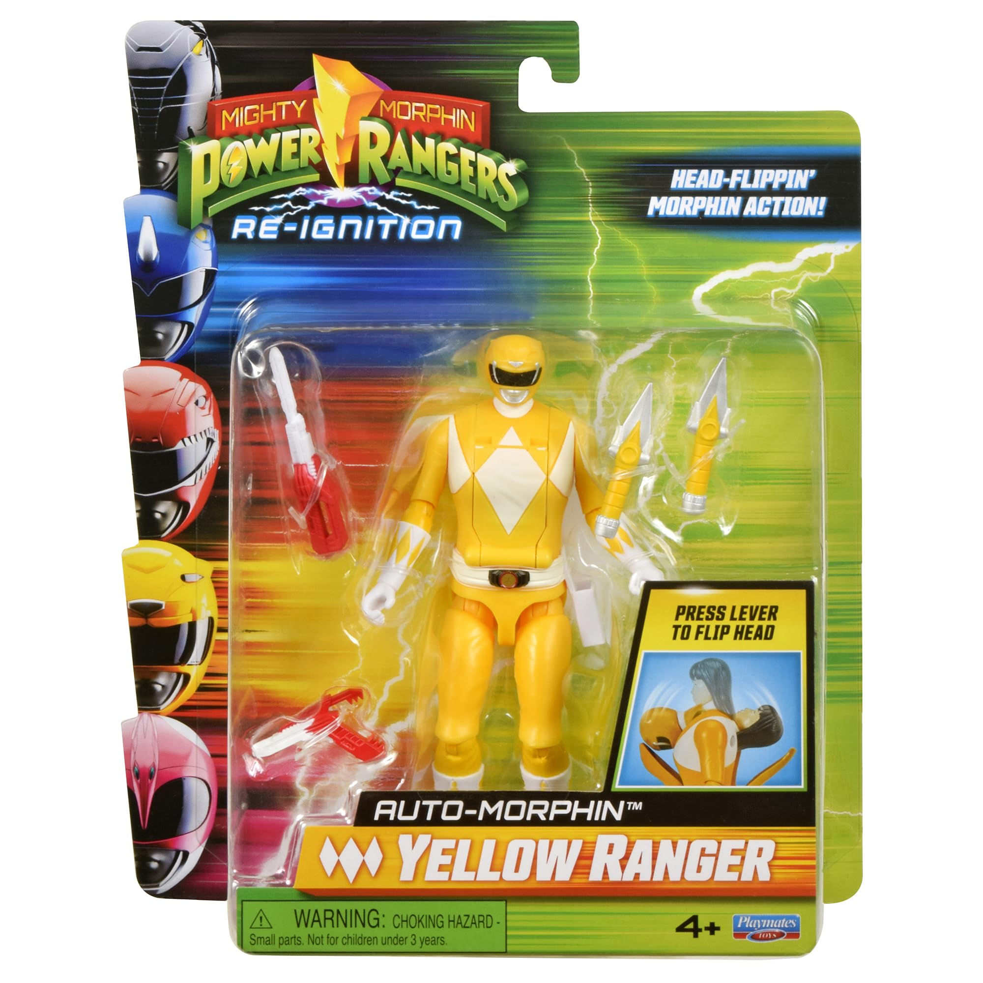 Power Rangers Yellow Ranger Action Figure | Auto-Morphin Feature | 15 cm Tall