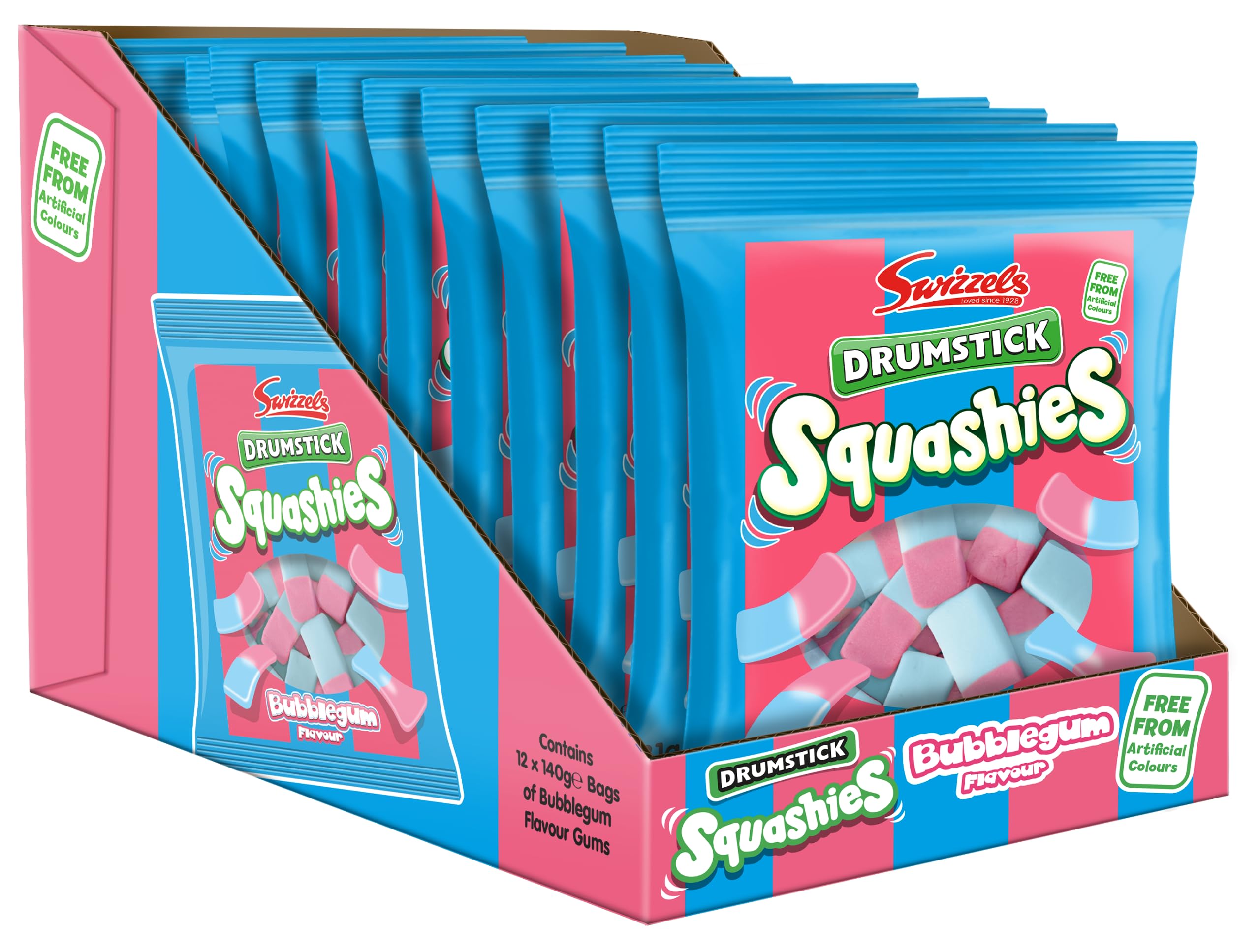 Swizzels Squashies Sweets - Bubblegum Flavour Multipack (12 x 140g)