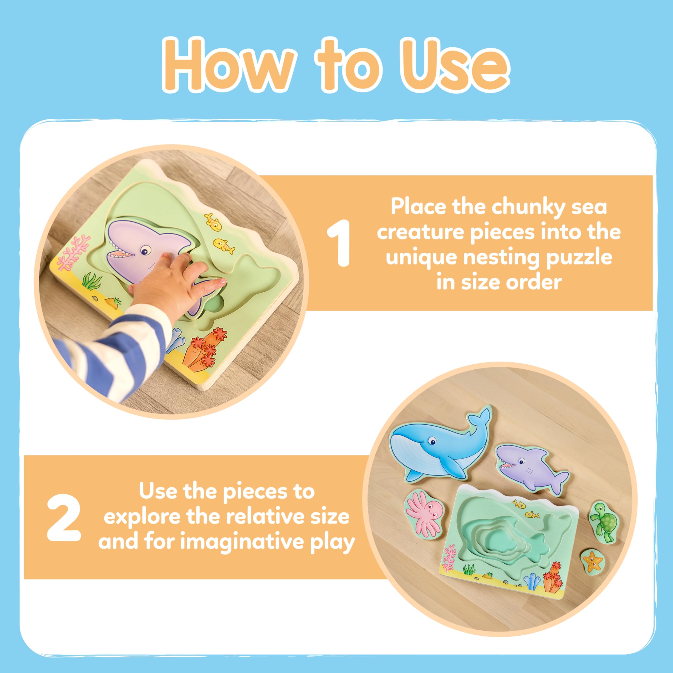 Orchard Toys Under the Sea Wooden Nesting Puzzle for Kids 1 Year+ 3