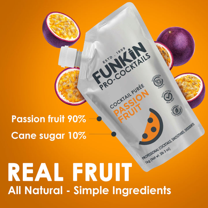 Funkin Passion Fruit Puree Cocktail Mixer 1kg | Made with Real Passionfruit | Natural Ingredients