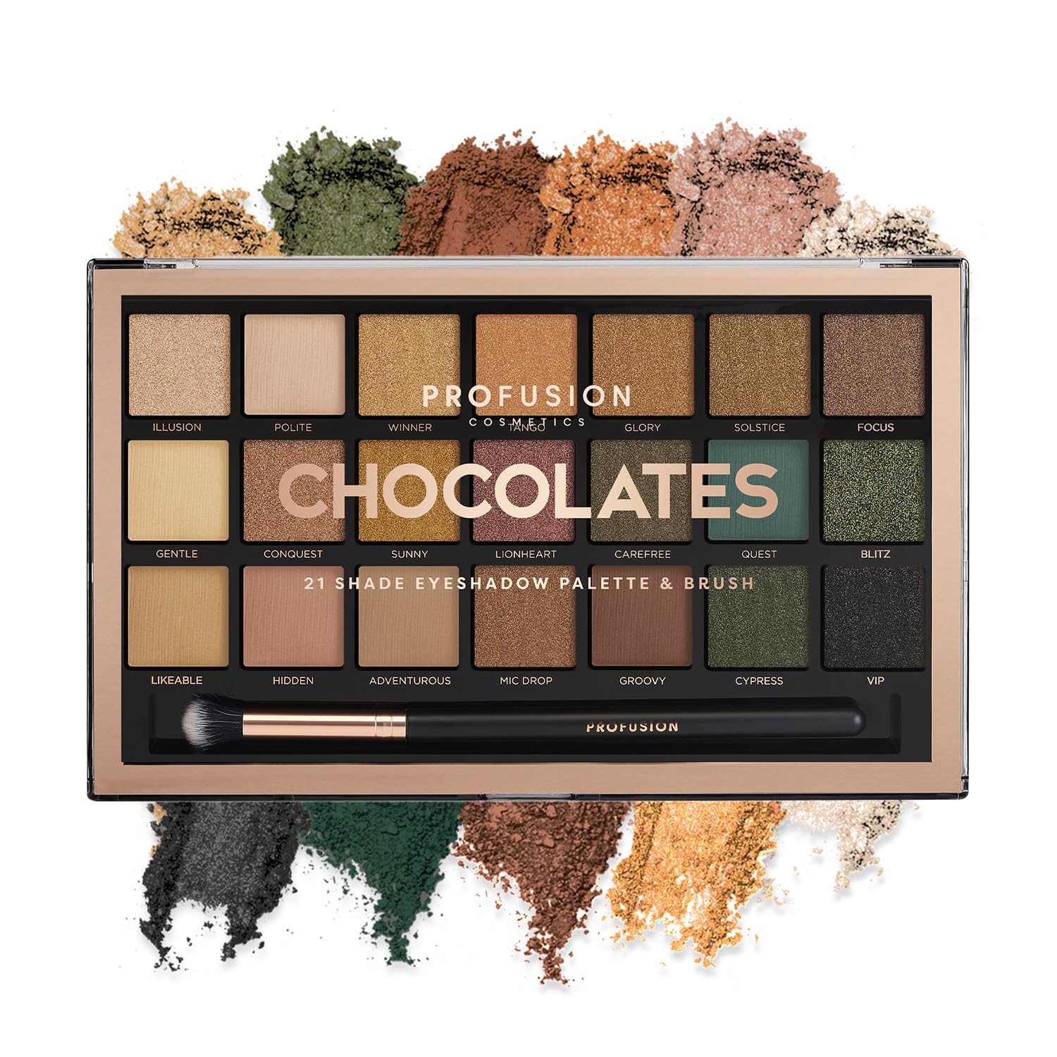 Profusion Cosmetics 21 Shade Eyeshadow Palette - Intense Color Payoff | Blendable Shades | Cruelty-Free