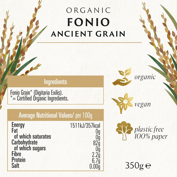 Biona Organic Fonio Grain, 350g - Gluten-Free, Low GI Ancient Grain Alternative to Rice & Quinoa