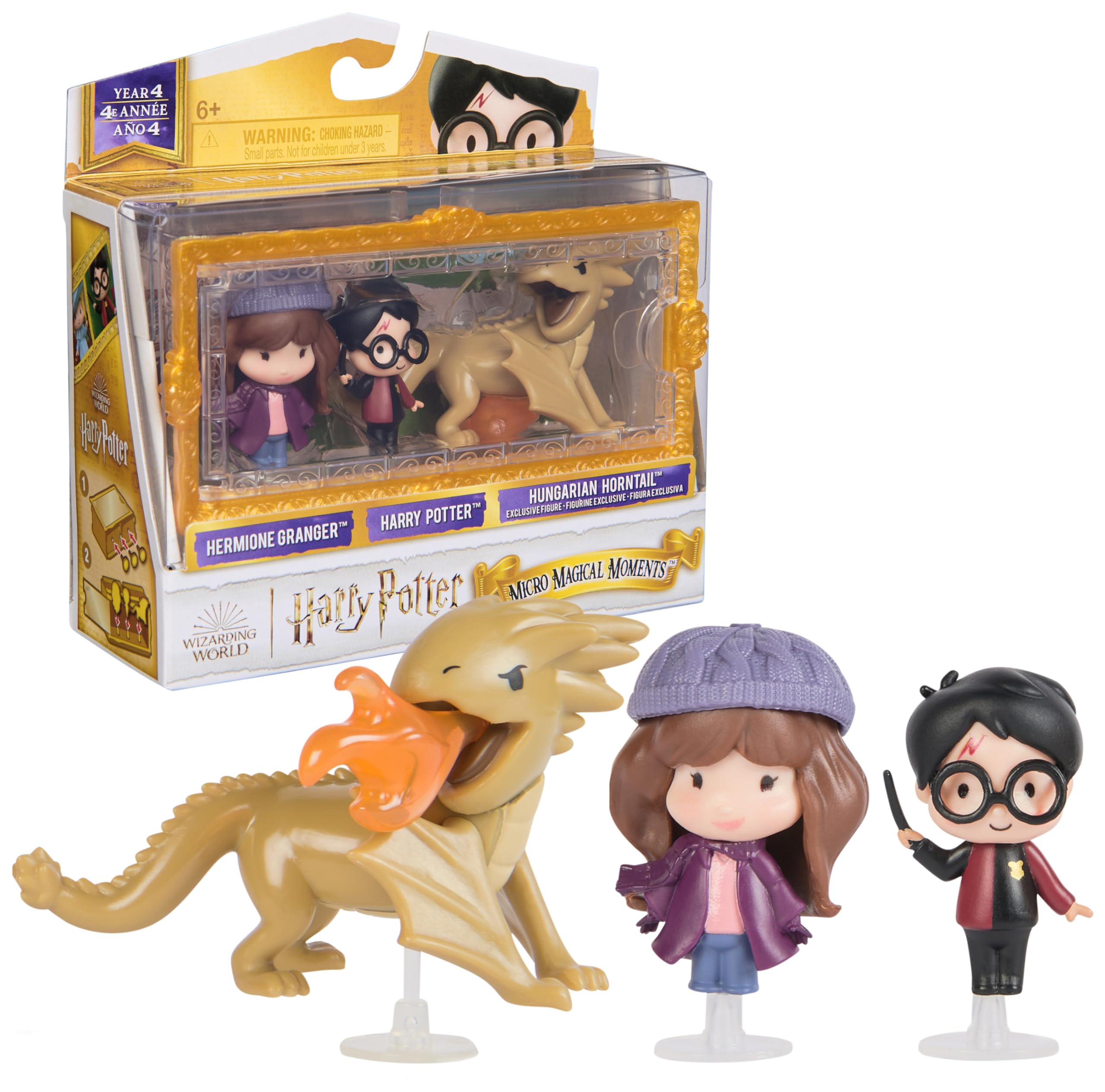 Wizarding World Micro Magical Moments Year 4 - Harry Potter, Hermione Granger & Hungarian Horntail Figure Set 1