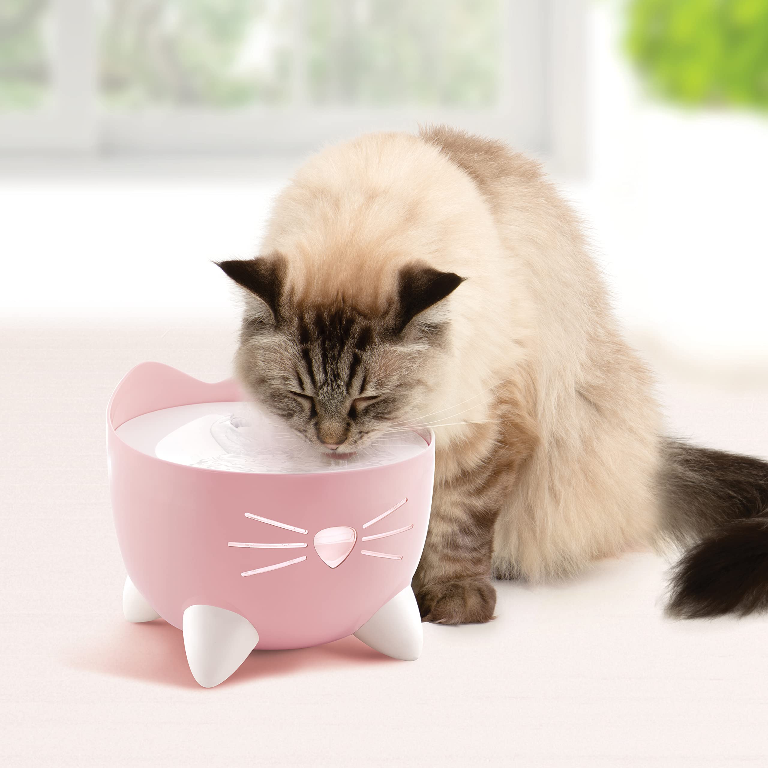 Catit PIXI Cat Drinking Fountain - 2.5 L Capacity | Triple Action Filtration | Low Water Sensor | Pink 4