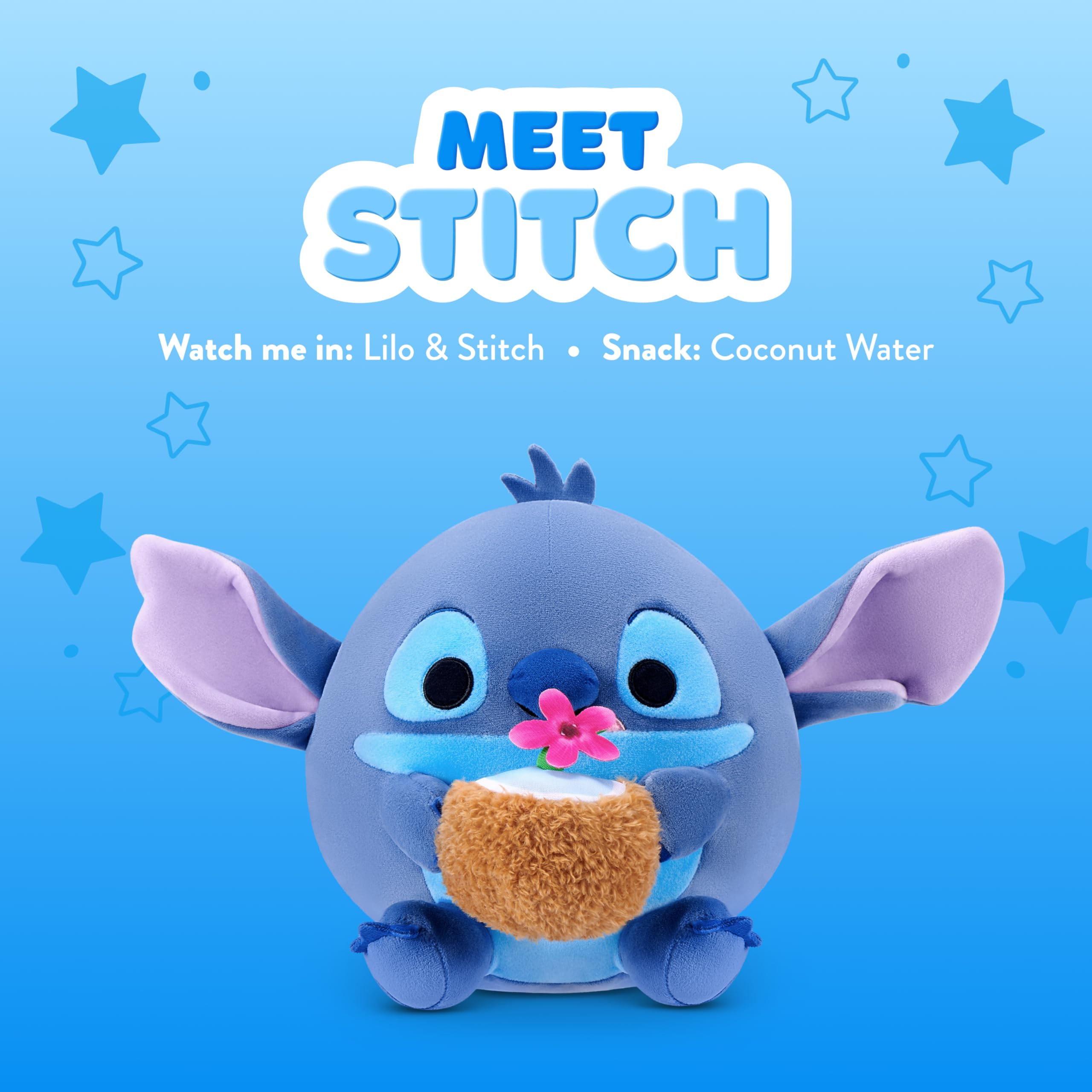 Snackles Disney 8-Inch Plush Toy - Stitch & Coconut Water | Ultra-Soft Polyester 2