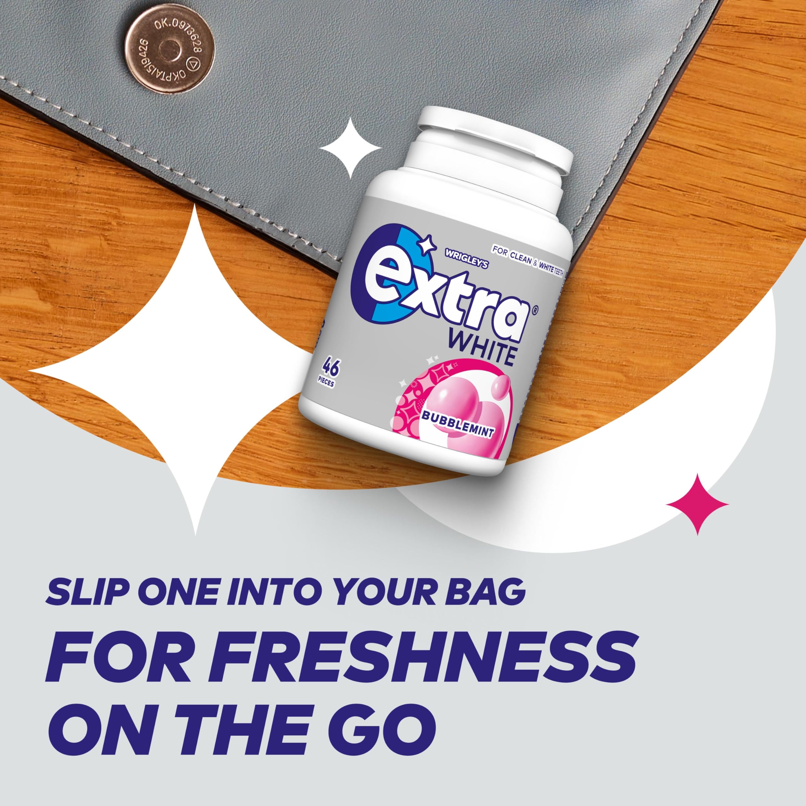 Extra - White Bubblemint Chewing Gum (46 Pieces, Sugar Free with Xylitol) 7