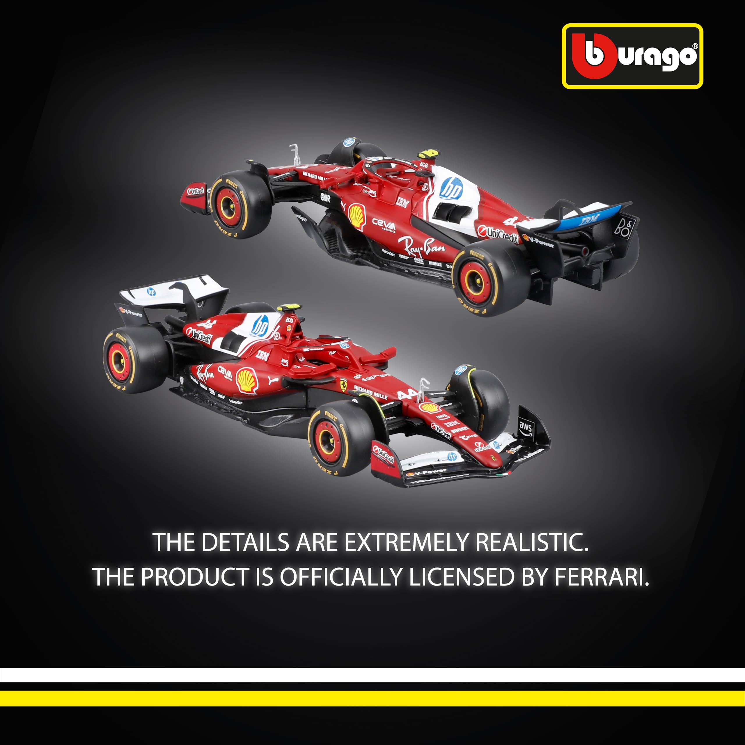 Bburago Ferrari SF-25 F1 2025 #44 Hamilton 1:43 Scale Diecast Model Car 3