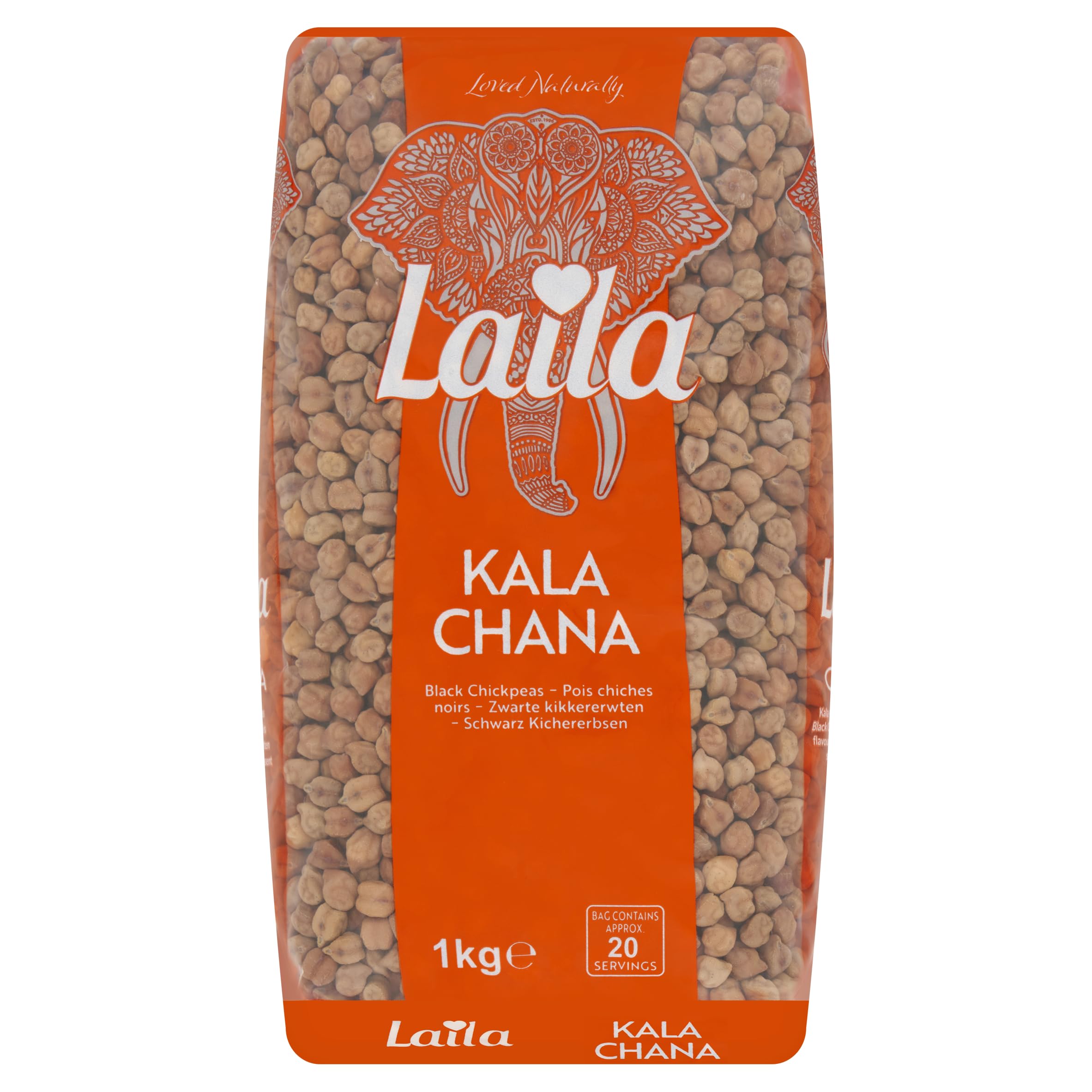 LAILA Kala Chana (Black Chickpeas) - Whole, 1kg Pack for Authentic Indian Cooking