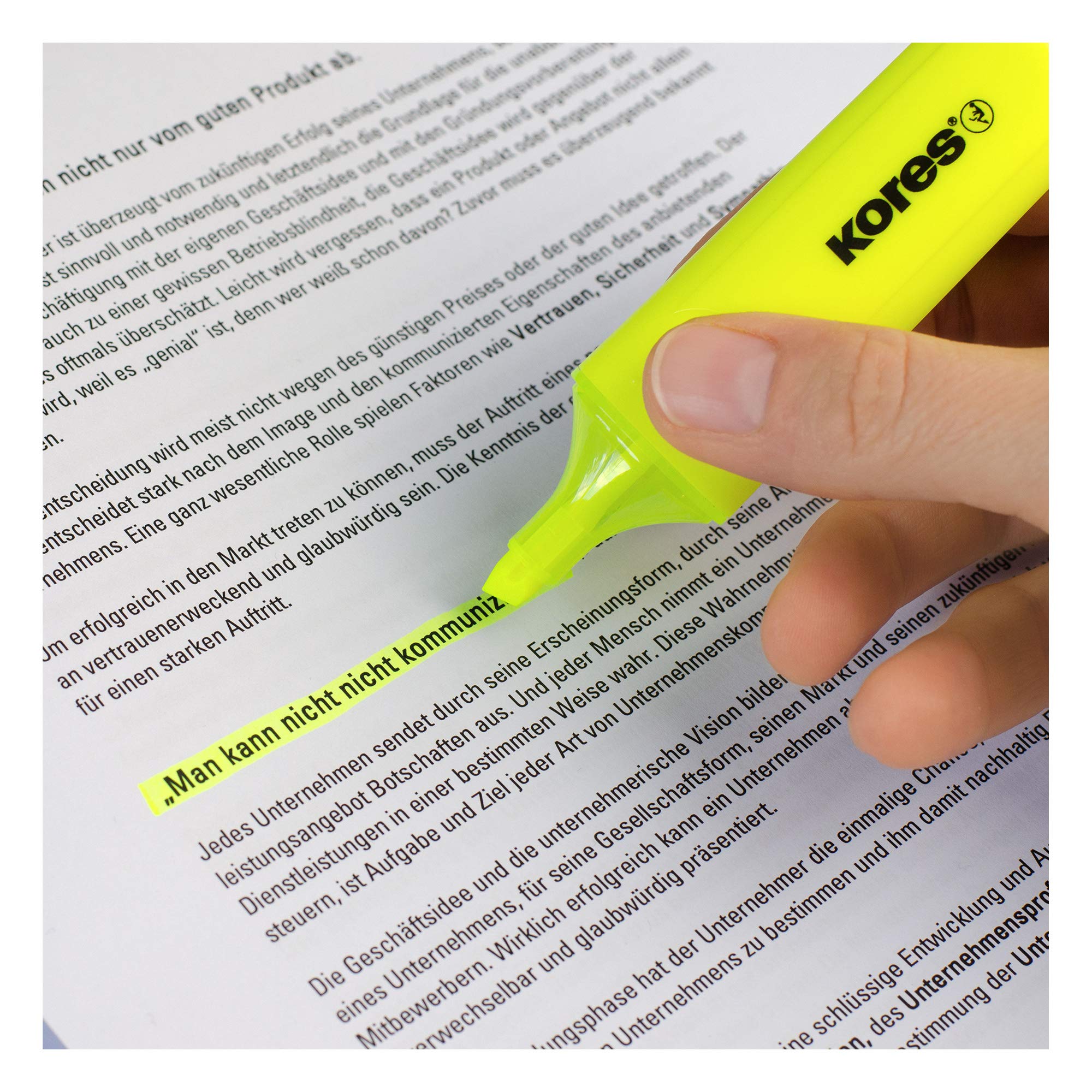 Kores Bright Liner Chisel Tip Highlighter Pens - Water-Based Ink, Quick-Dry, Pack of 4 5