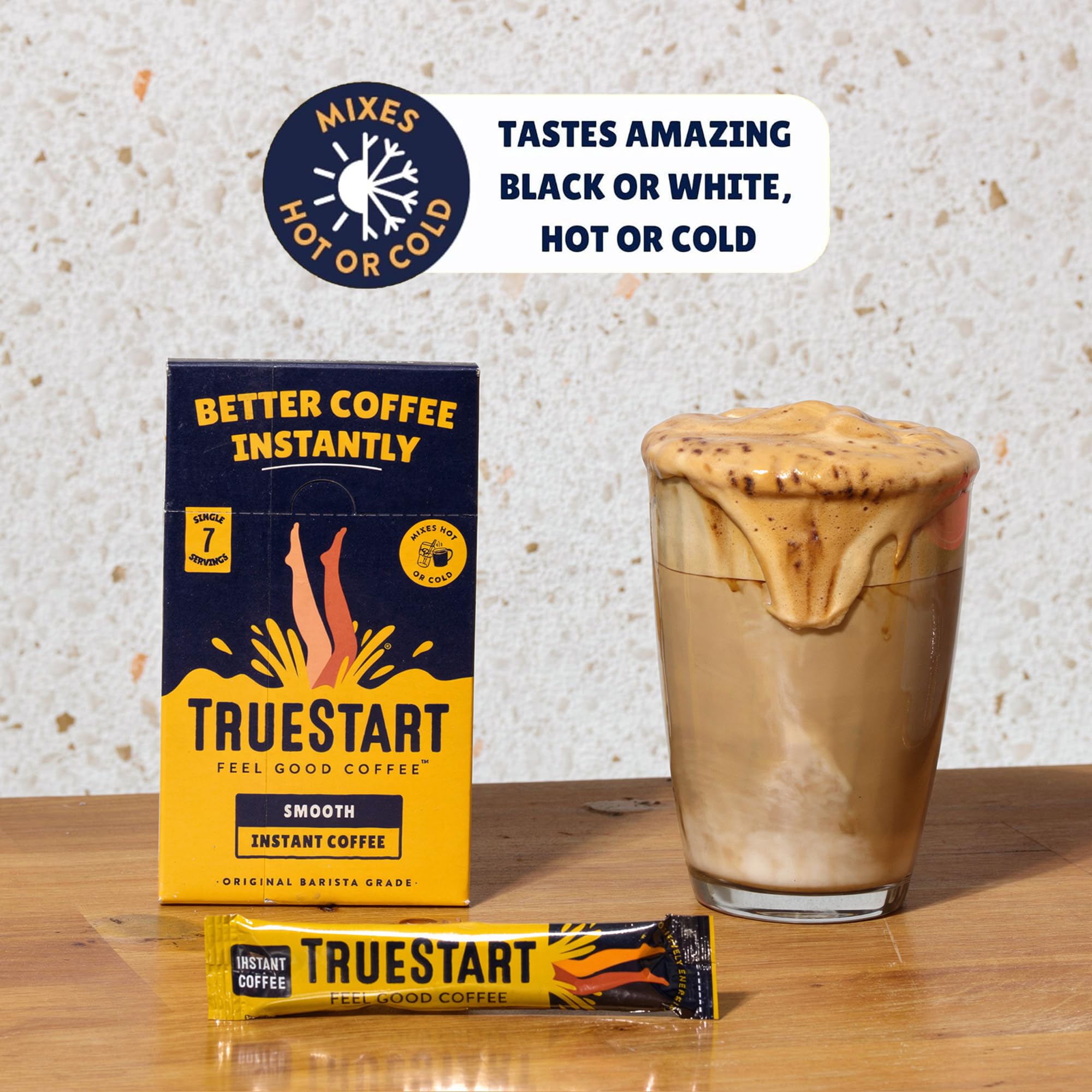 TRUESTART Instant Coffee Sticks - Smooth Original, 7 Pieces, 2g Each 3