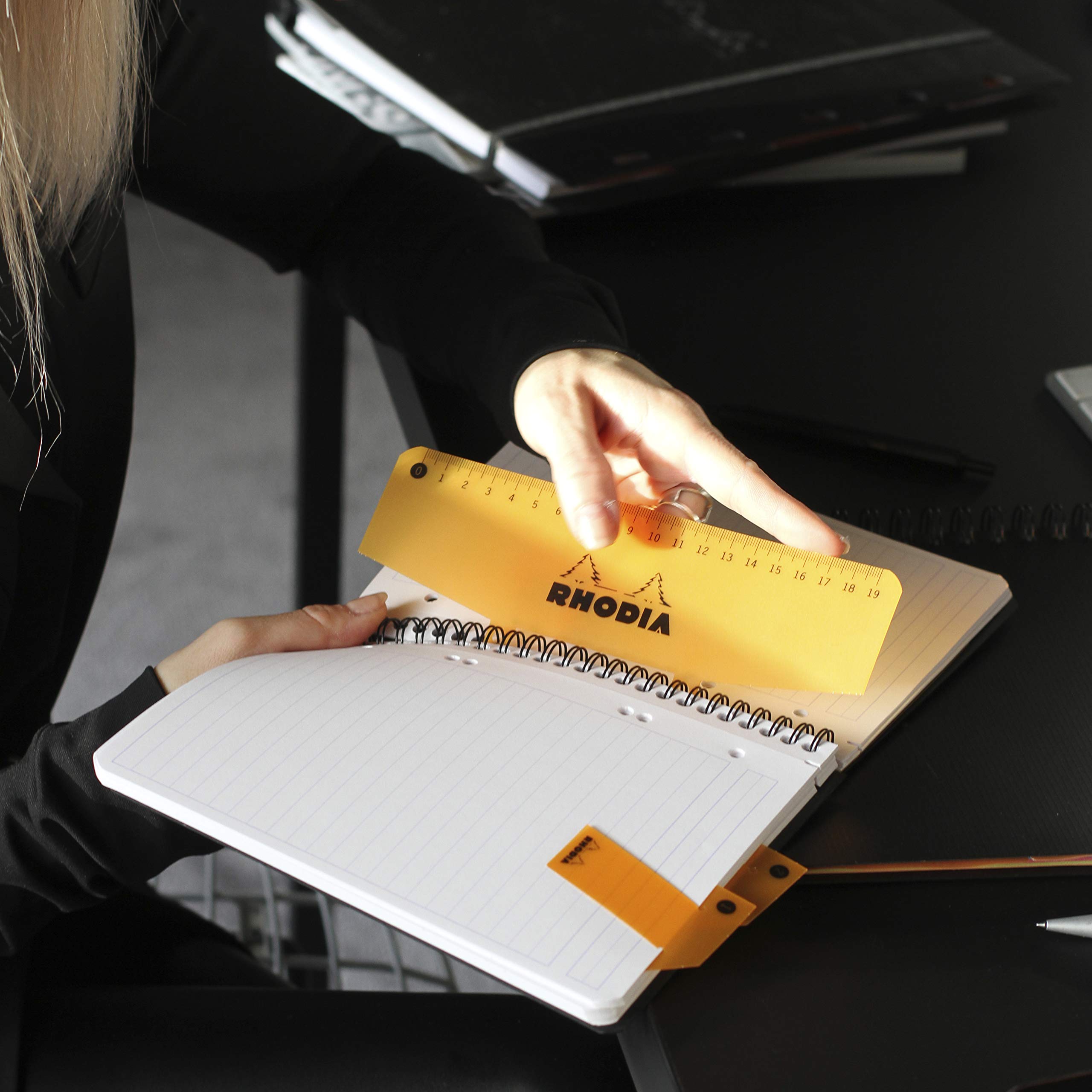 Rhodia 119901C Spiral Notebook - Black A4+ | Lined | 160 Microperforated Pages 7