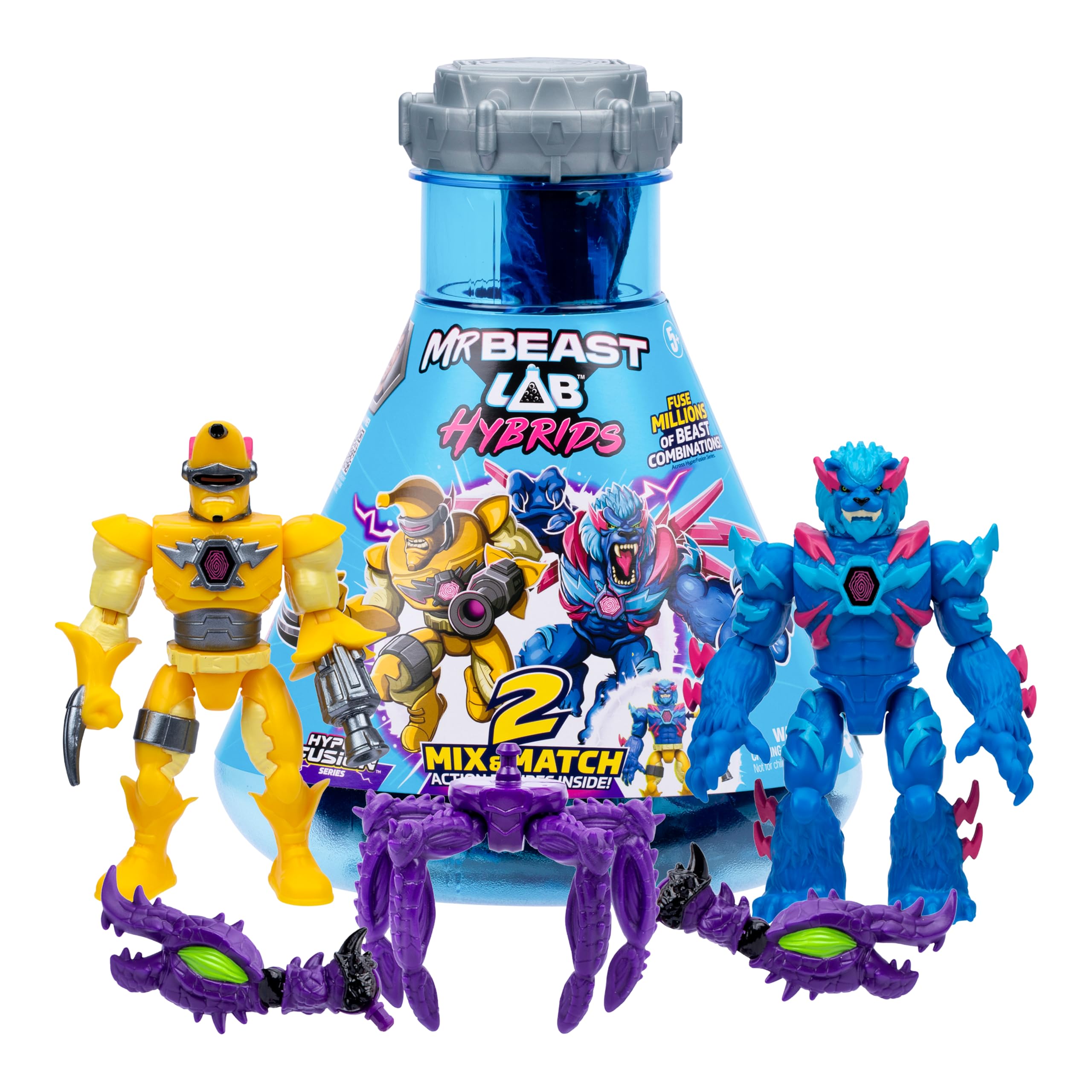 MRBEAST LAB Hybrids Multi Pack Action Figures - Create 2 Beasts | 4-Inch Scale | Interchangeable Parts 1