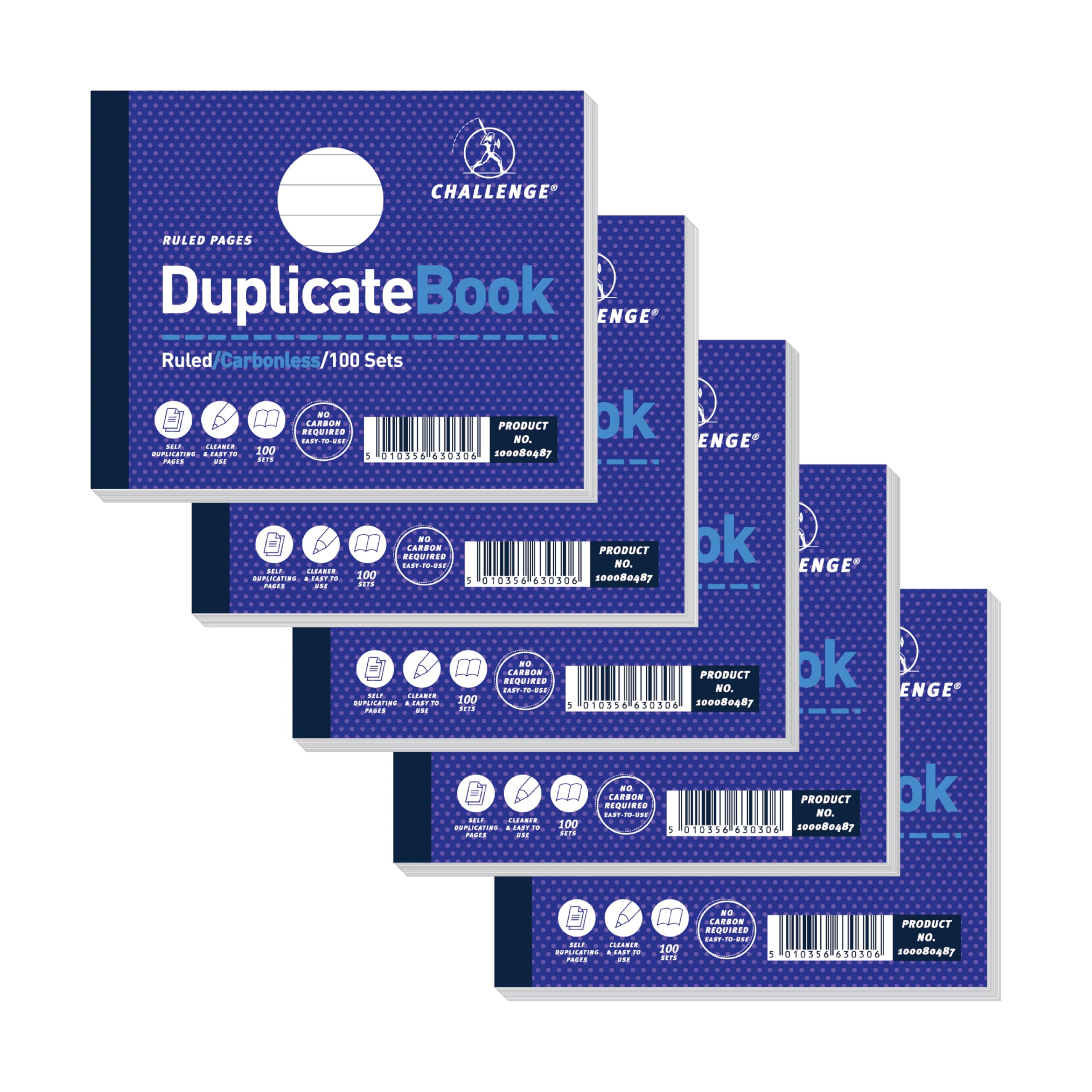 CHALLENGE Duplicate Account Book - Carbonless | 100 Sets/Pages | 5 Pack | 105x130mm 1