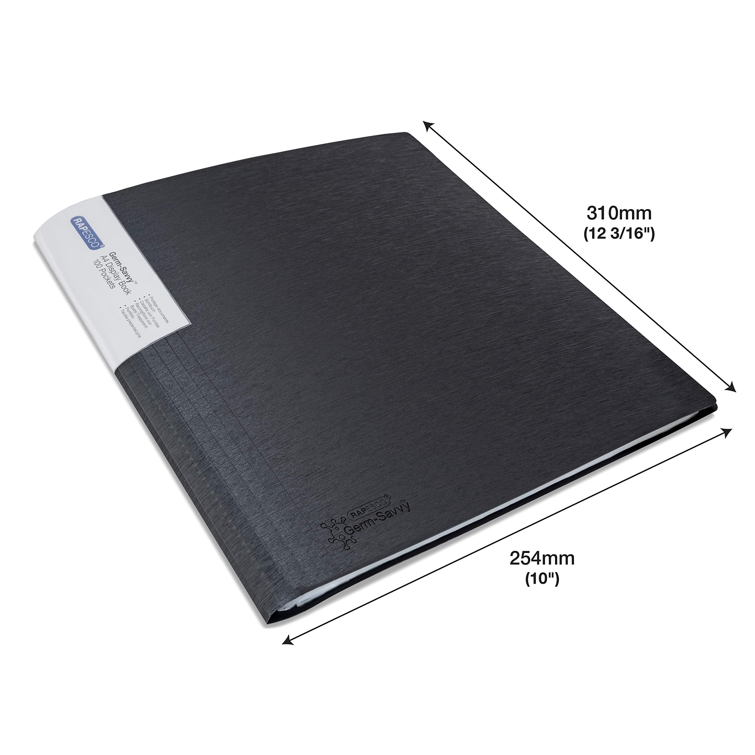 RAPESCO 1645 Presentation Folder - Germ-Savvy Antibacterial Protection | 100 Pockets | Black 5